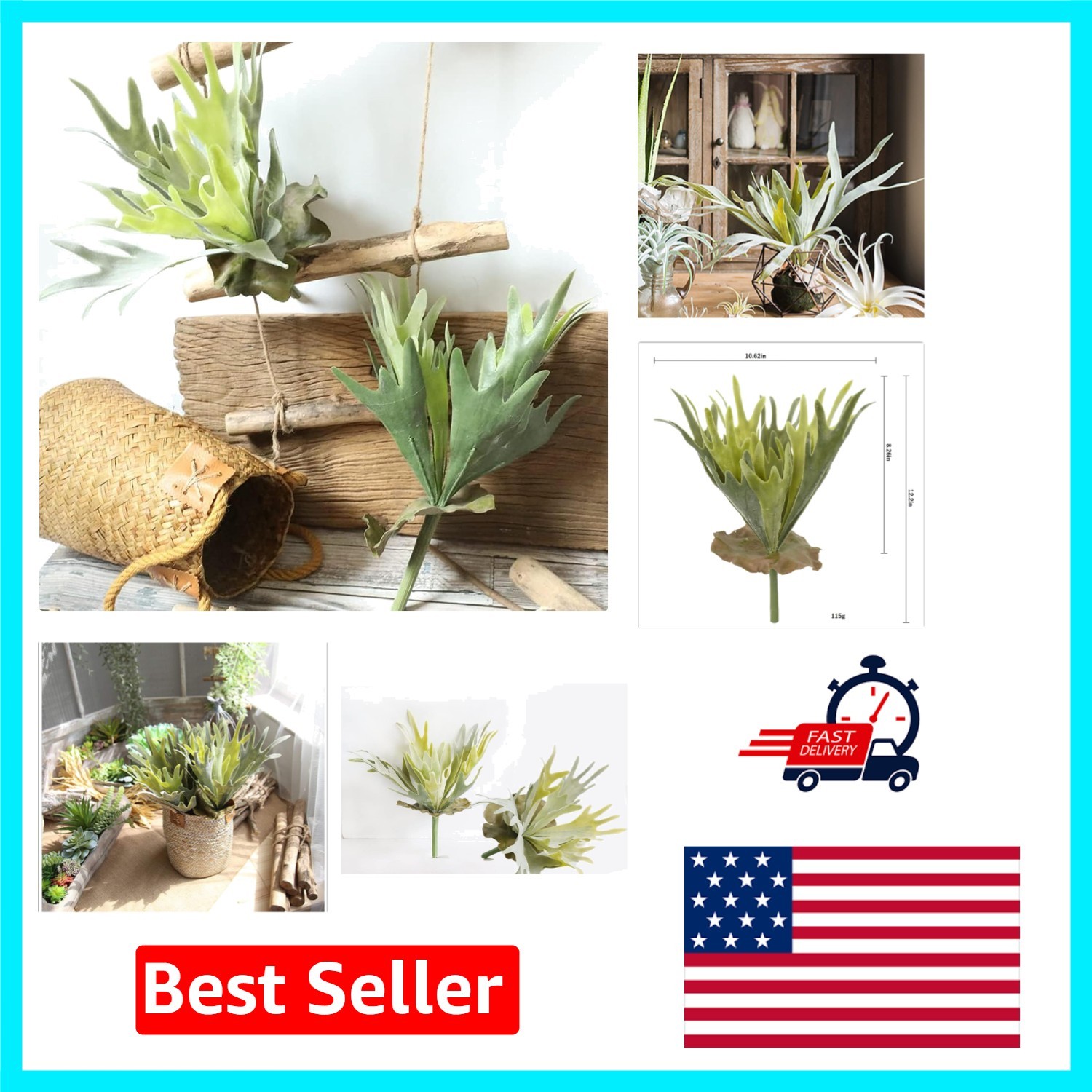 2 Artificial Staghorn Fern Plants – Vibrant Greenery for Home and Office Decor