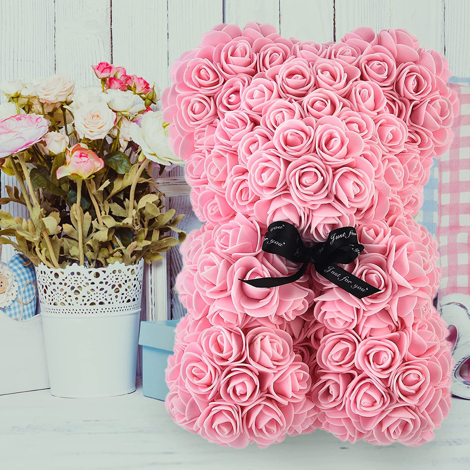 Rose Bear ,Rose Teddy Bear, Flower Bear Cub, Forever Rose Everlasting Flower for