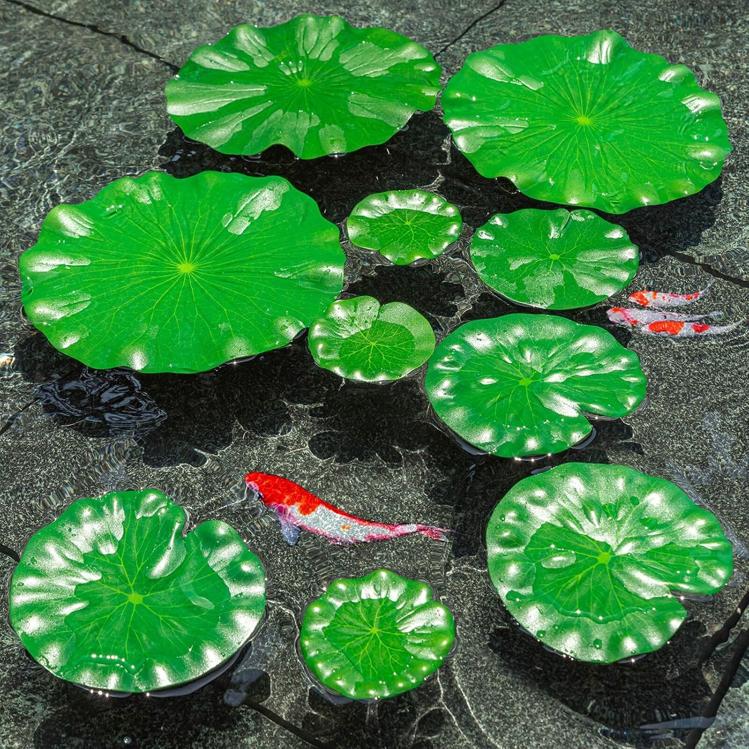 20 Pcs Artificial Lily Pads for Ponds, Realistic Floating Lily Pads Leaves, Lotu