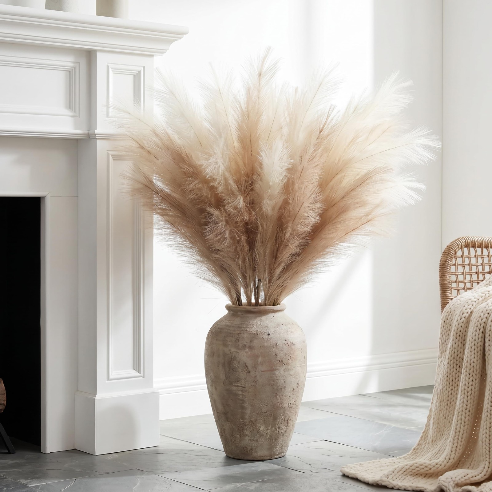 Faux Pampas Grass, 9PCS Pompas, Large Pompas Grass, 38” Tall Pampas Grass fo…
