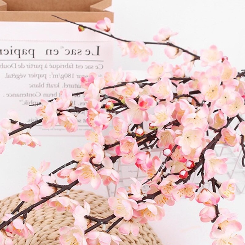 Chinese Artificial Plum Blossom Bonsai Silk Flowers for New Year Wedding Decor