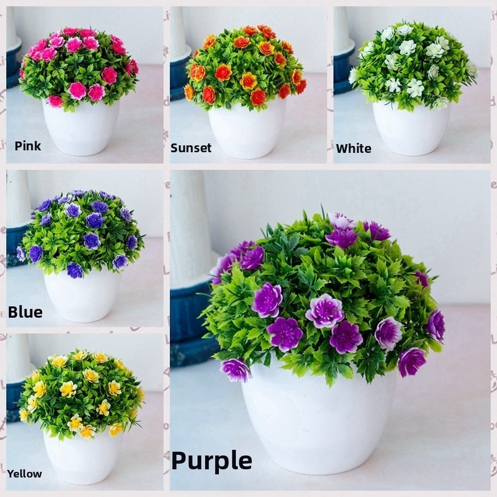 Lifelike Faux Potted Flowers Silk Plant for Hotel Lobby Reception Styles