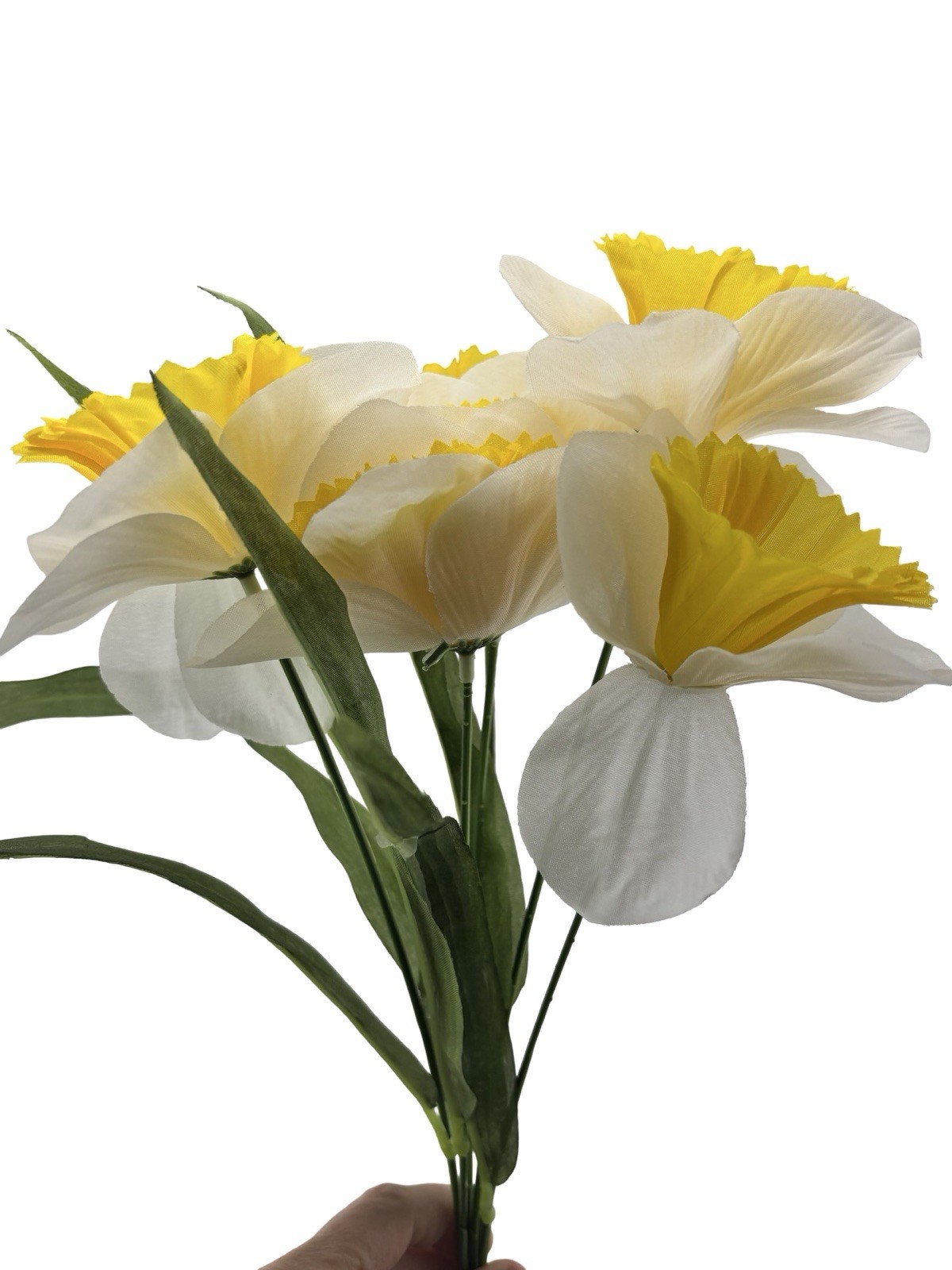 Vintage Ice Follies Narcissus Bulb Faux Flowers 15” Spring Floral Decor