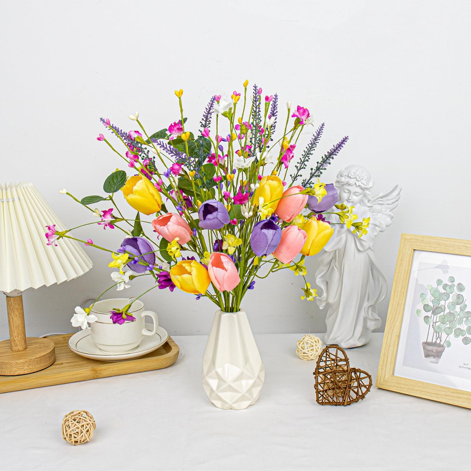 Artificial Spring Flowers 12 Pack Spring Flower Stems 17 Inch Floral Picks wi…
