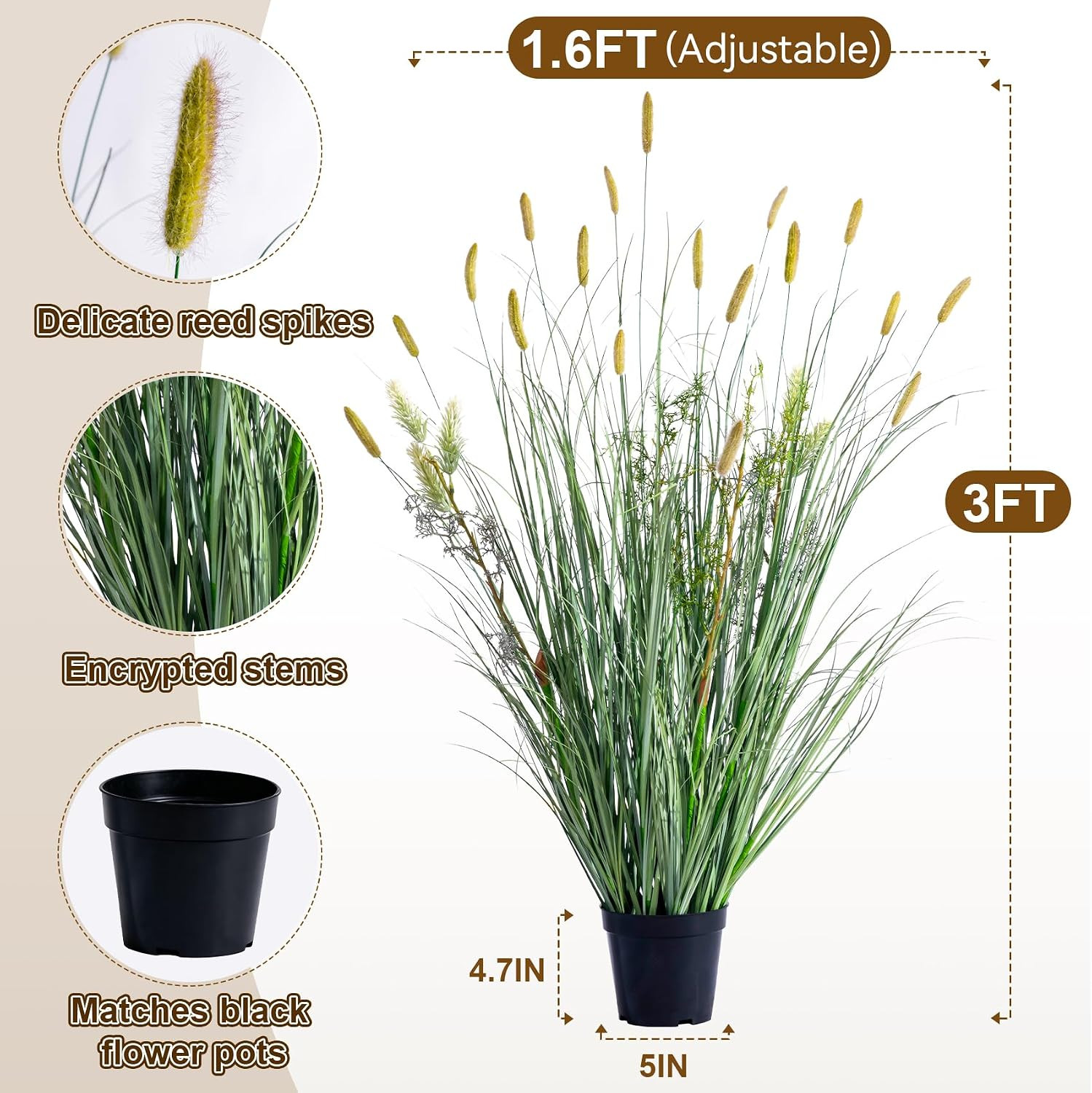Lifelike Faux Plastic Plantas Synthetic Pampas Grass Indoor Outdoor Realistic Fl