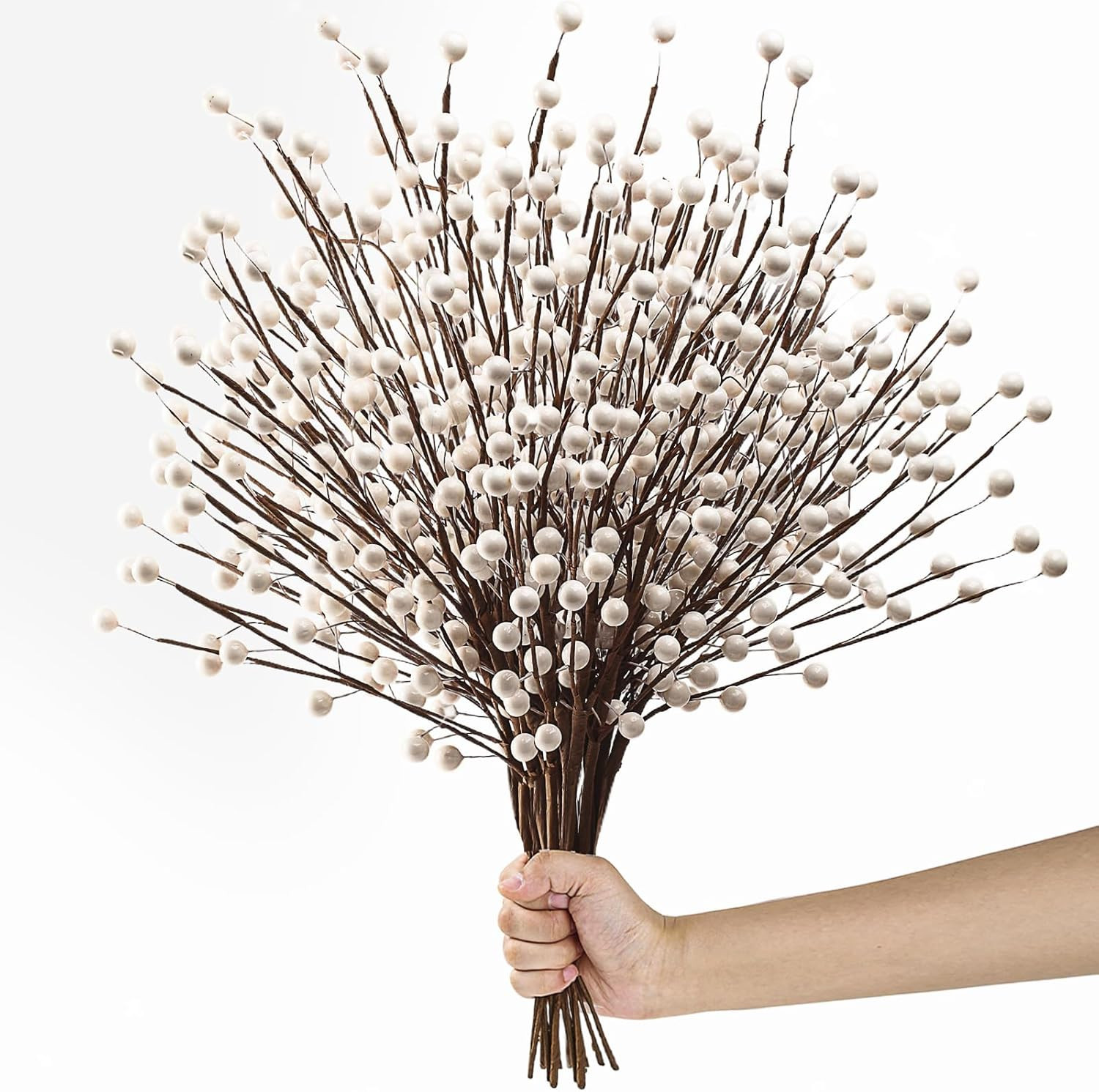 Winter Decorations 12Pcs Artificial Berry Stems White Berry Picks for Christmas