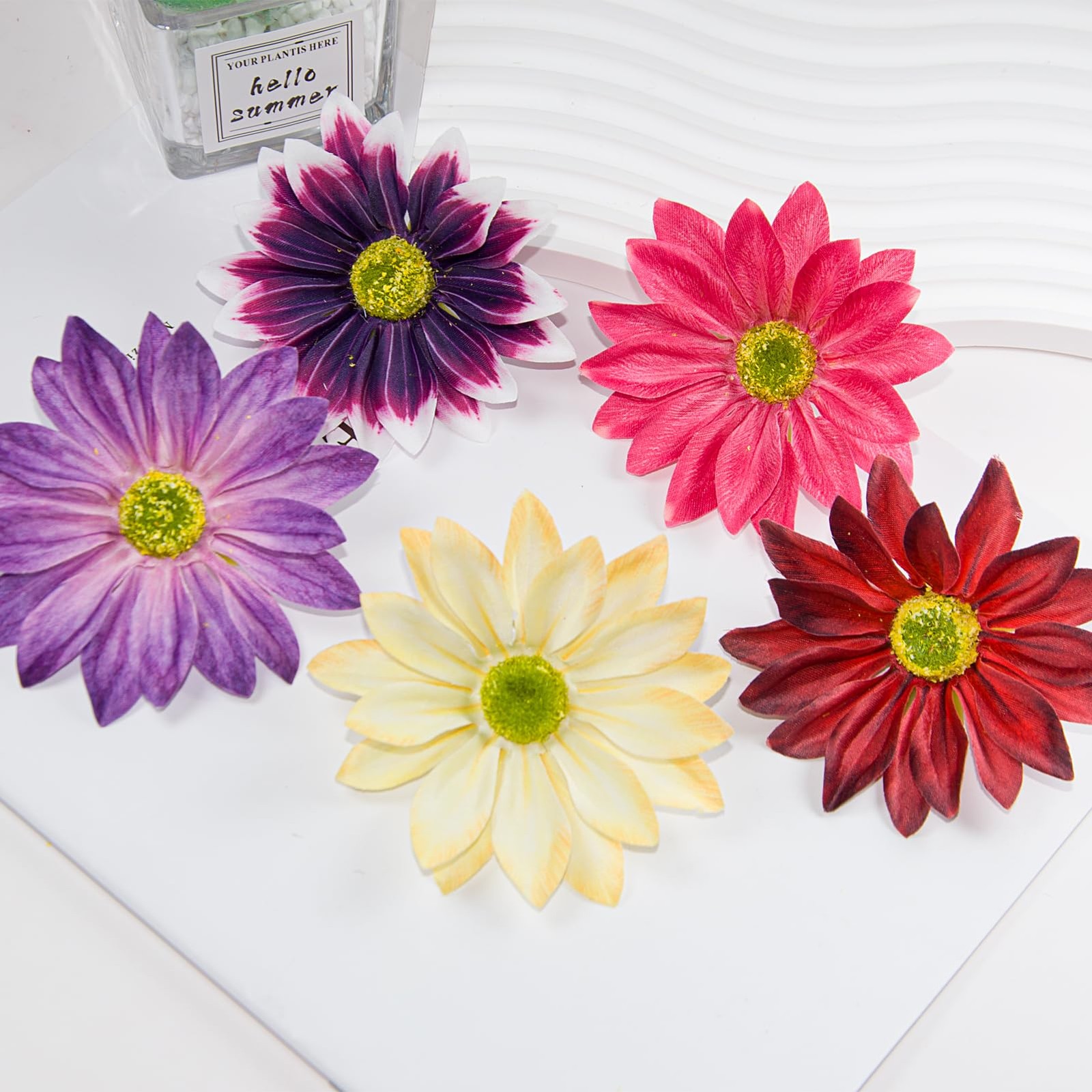 12 Pcs 3.5 Inch Daisy Silk Flower Heads Artificial Daisy Flower Heads Wine