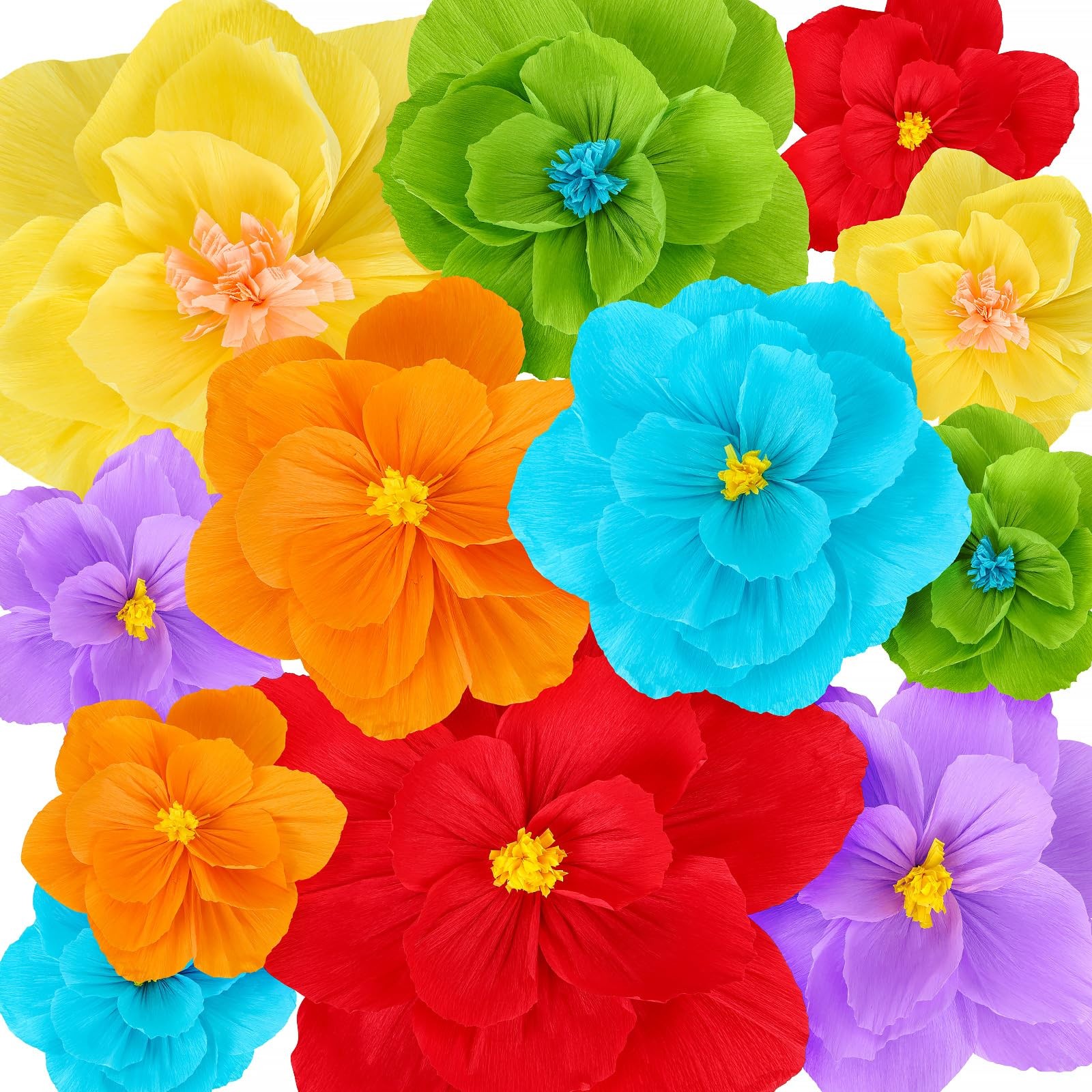 Giant Paper Flowers Artificial Large Mexican Fiesta Wall Backdrop Decor 18 PCS