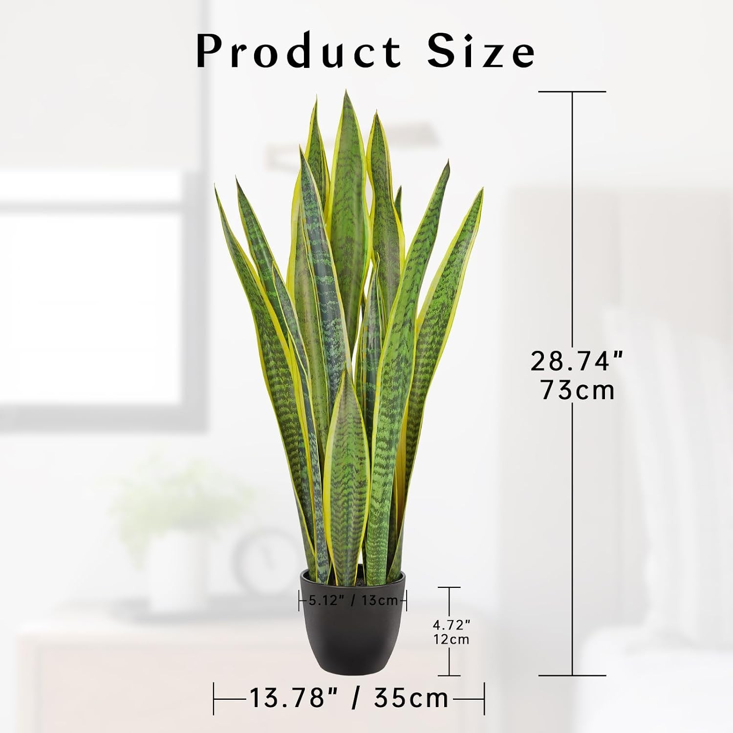 Artificial Snake Plant Potted, 28 Inch Faux Sansevieria Trifasciata Plants Large