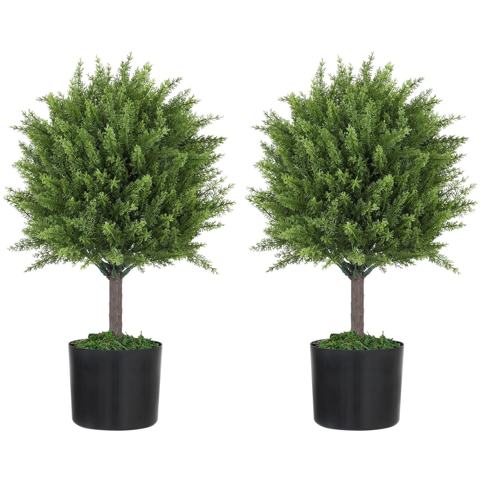 HOMCOM Set of 2 Decorative Artificial Plants, Cedar Topiary Trees in Pots