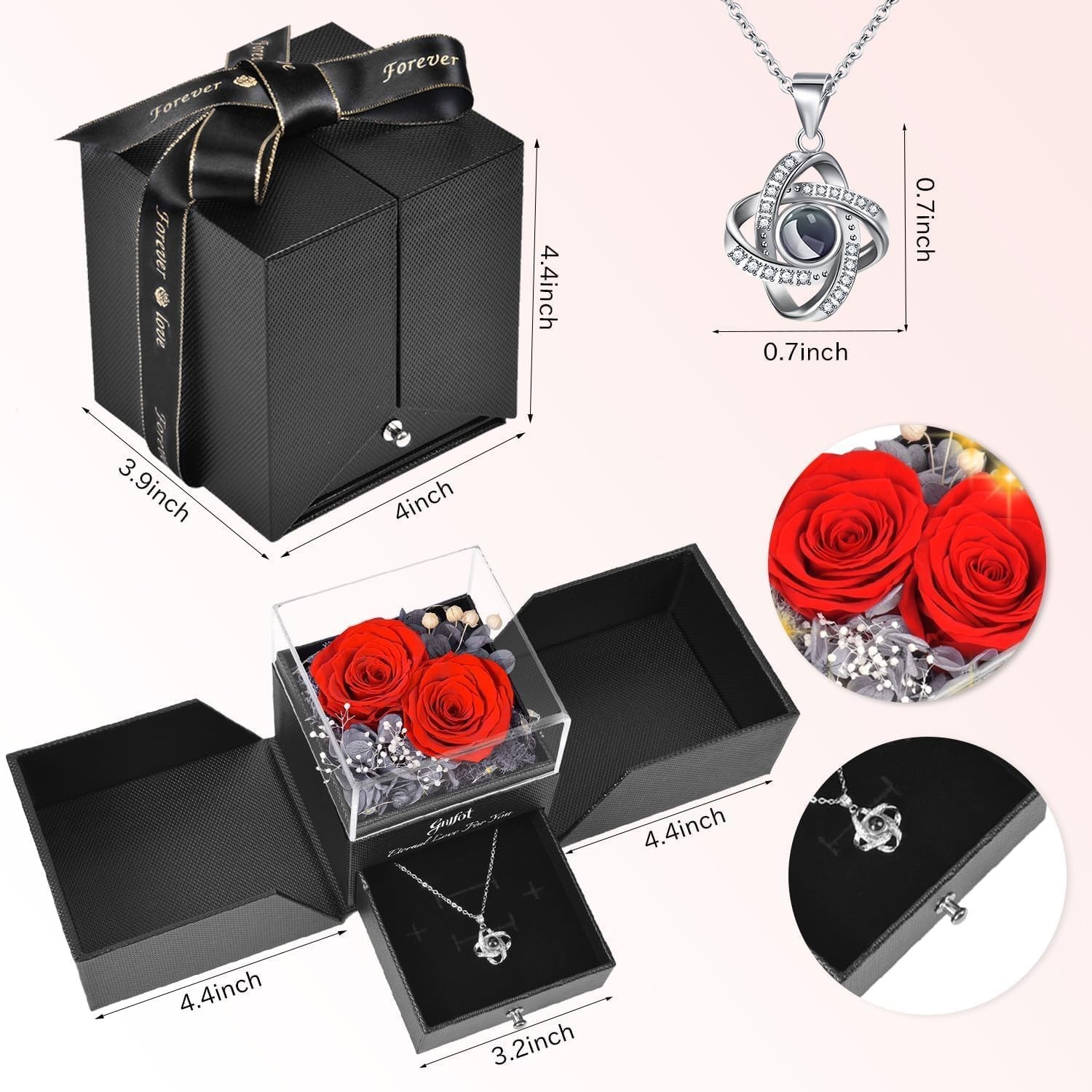 Preserved Red Real Rose-Eternal Flowers Rose Gifts for Mom Grandma Wife Girlfrie