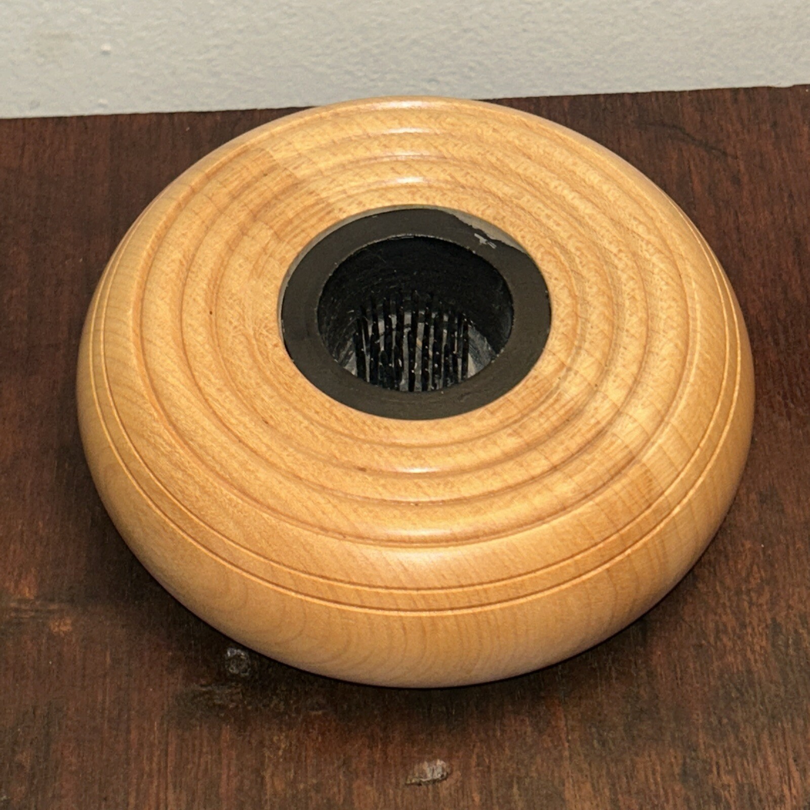 Round Solid Maple Wood Flower Frog