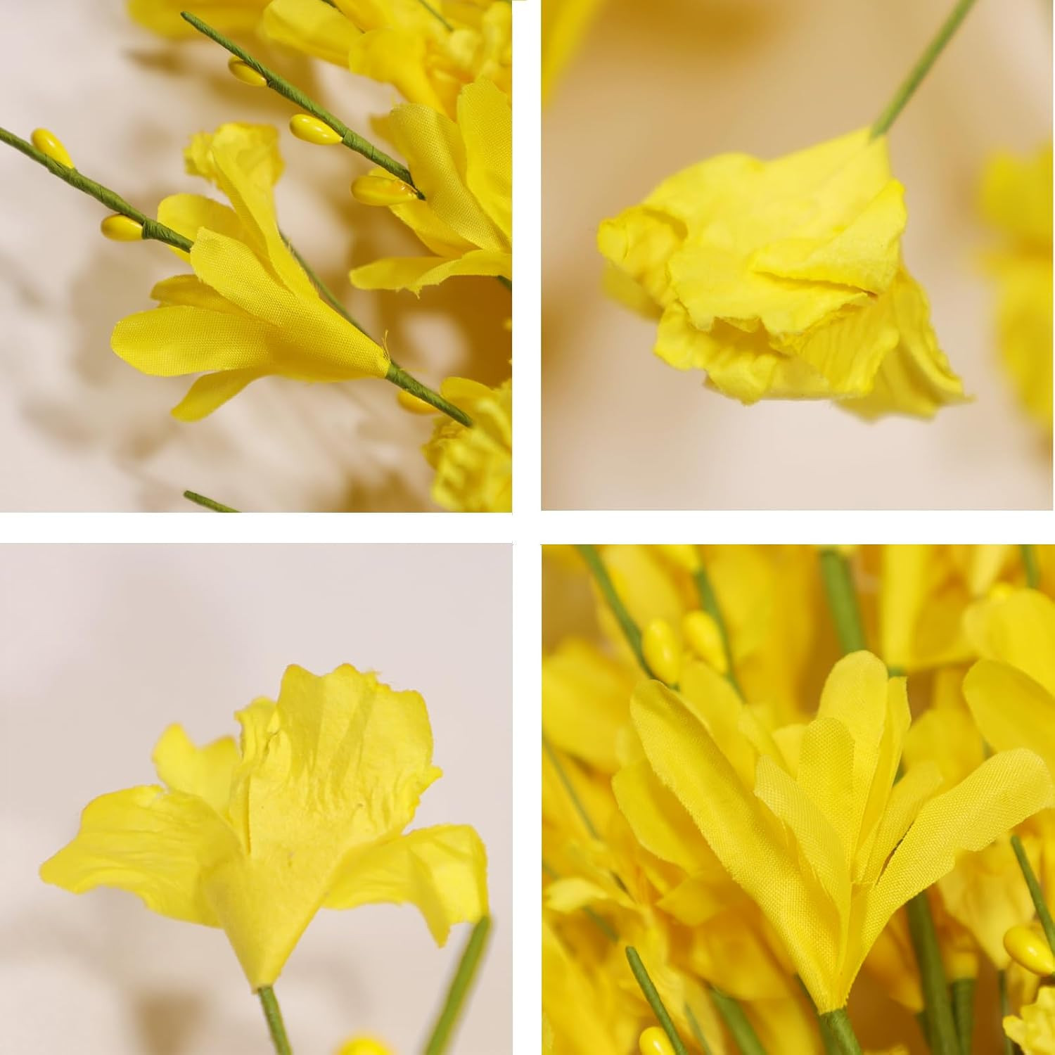 24 Inch Artificial Yellow Forsythia Flower Wreaths, Silk Leaves Paper Floral