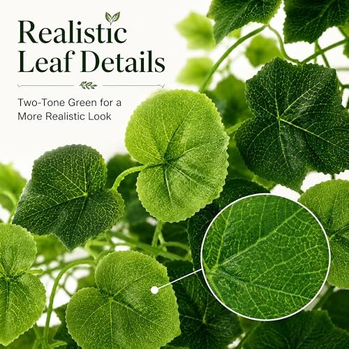 36in Fake Pothos Hanging Plants 2 Pack White Pots Artificial Ivy 168 Leaves
