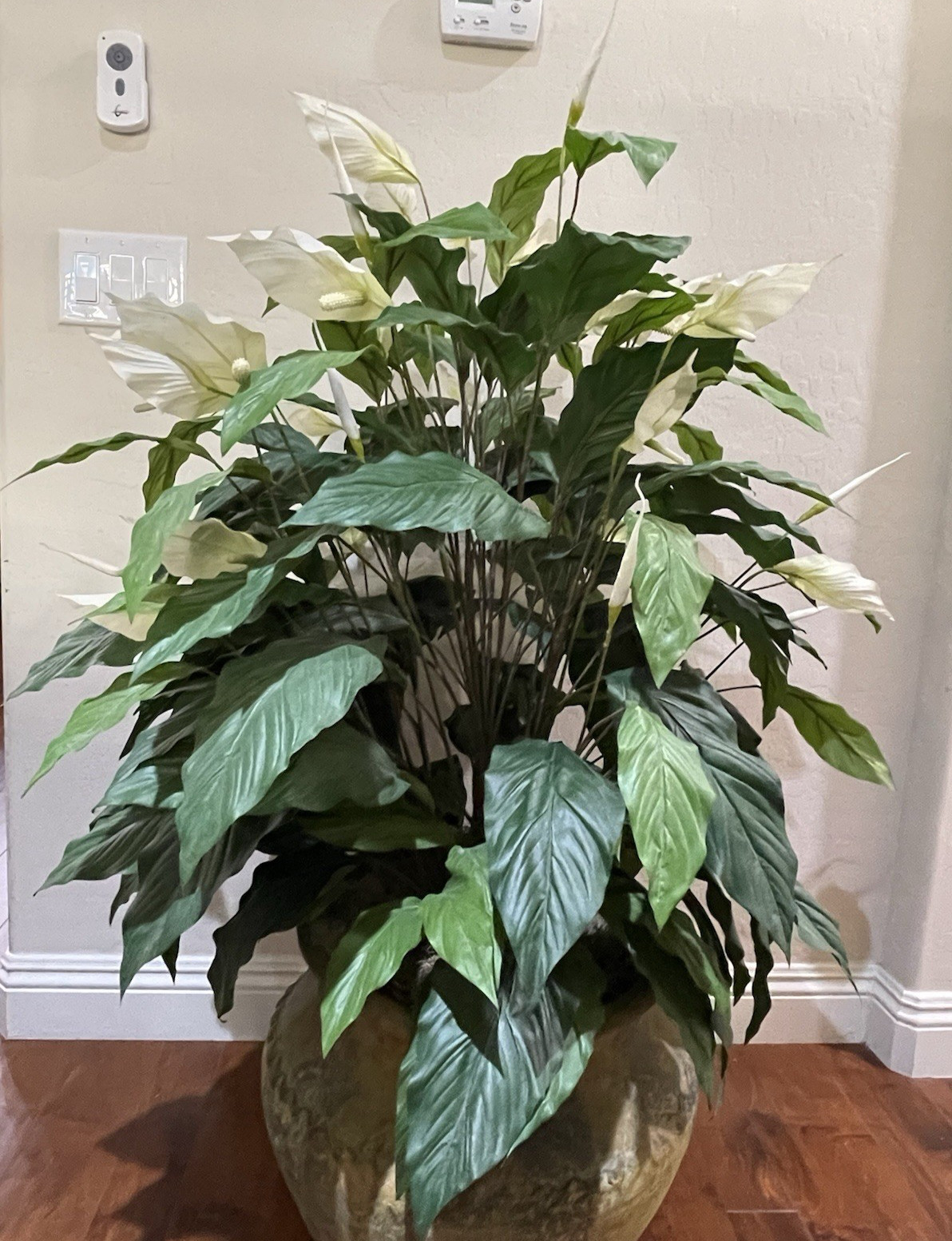 4 ft Artificial Silk Peace Lily Spathiphyllum Heavy 18″ Decorative Ceramic Pot
