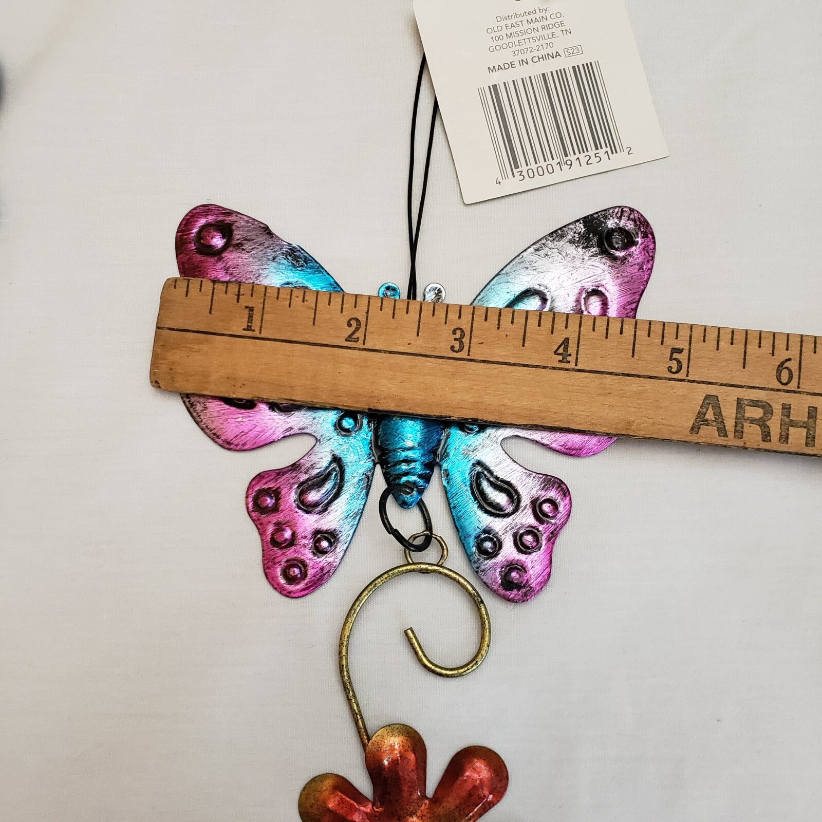 Butterfly & Flower Decorative Hanging Indoor Outdoor Metal Sign True Living NWT