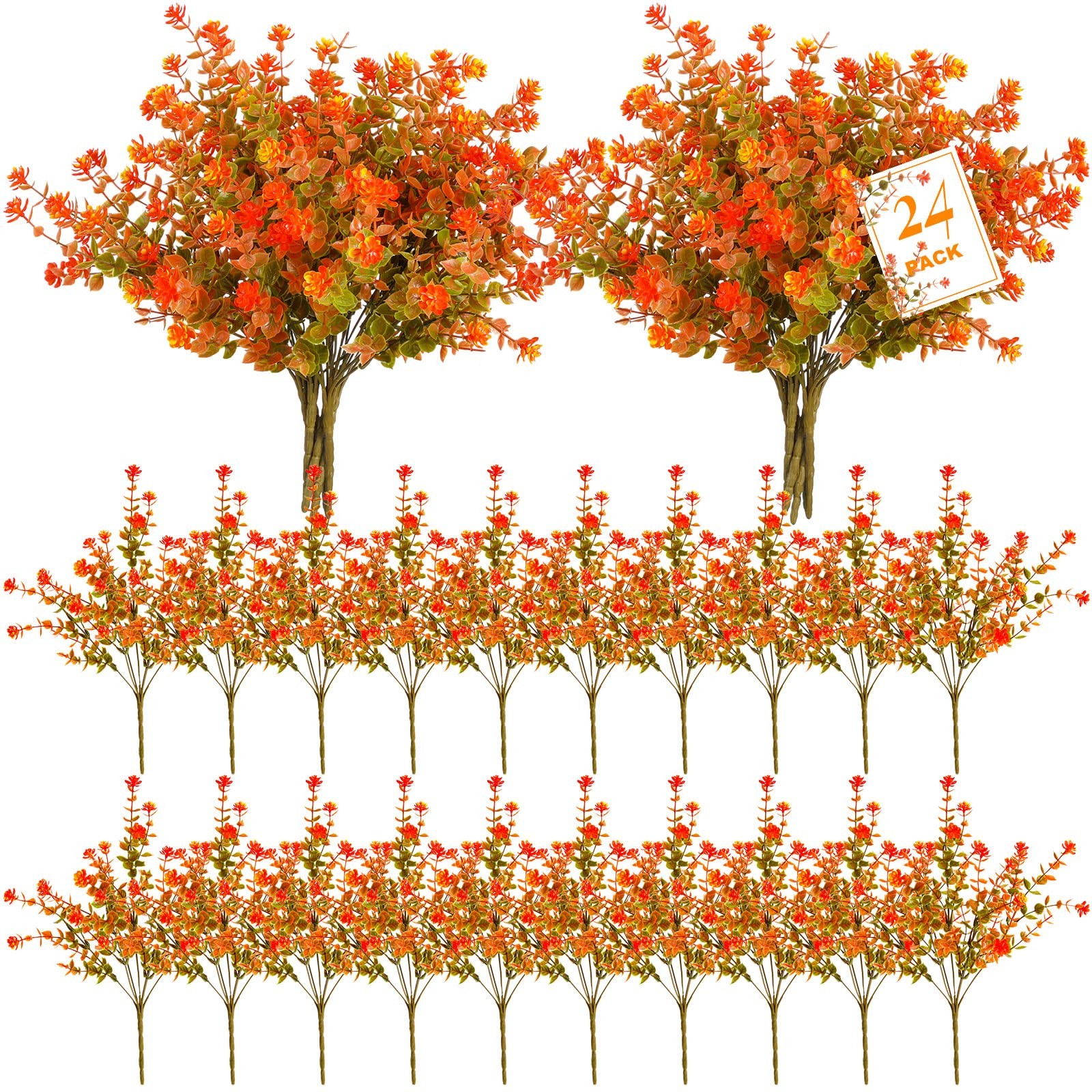 24 Fall Thanksgiving Bundles Artificial Flowers Outdoor Fall UV Resistant Pla…