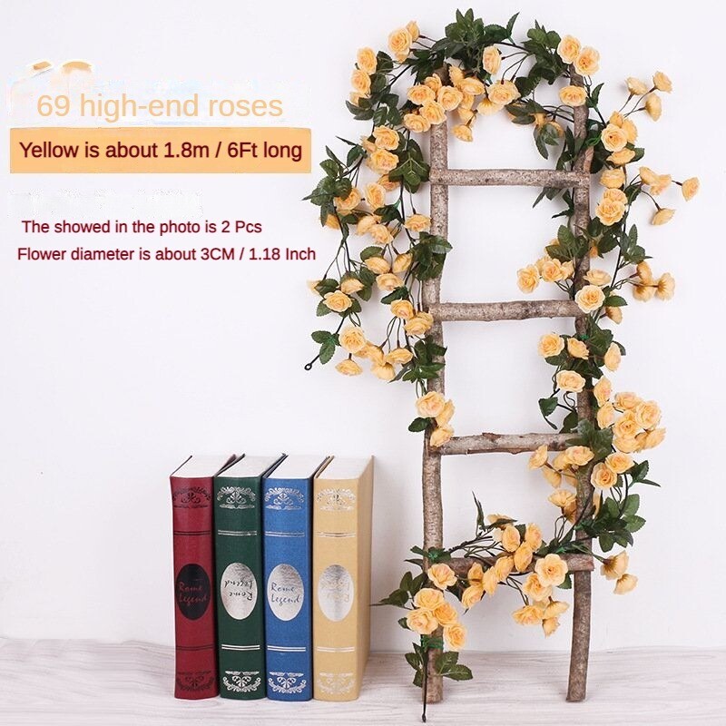 6Ft artificial flower vine wedding wreath with 69 rose vines, party decoration