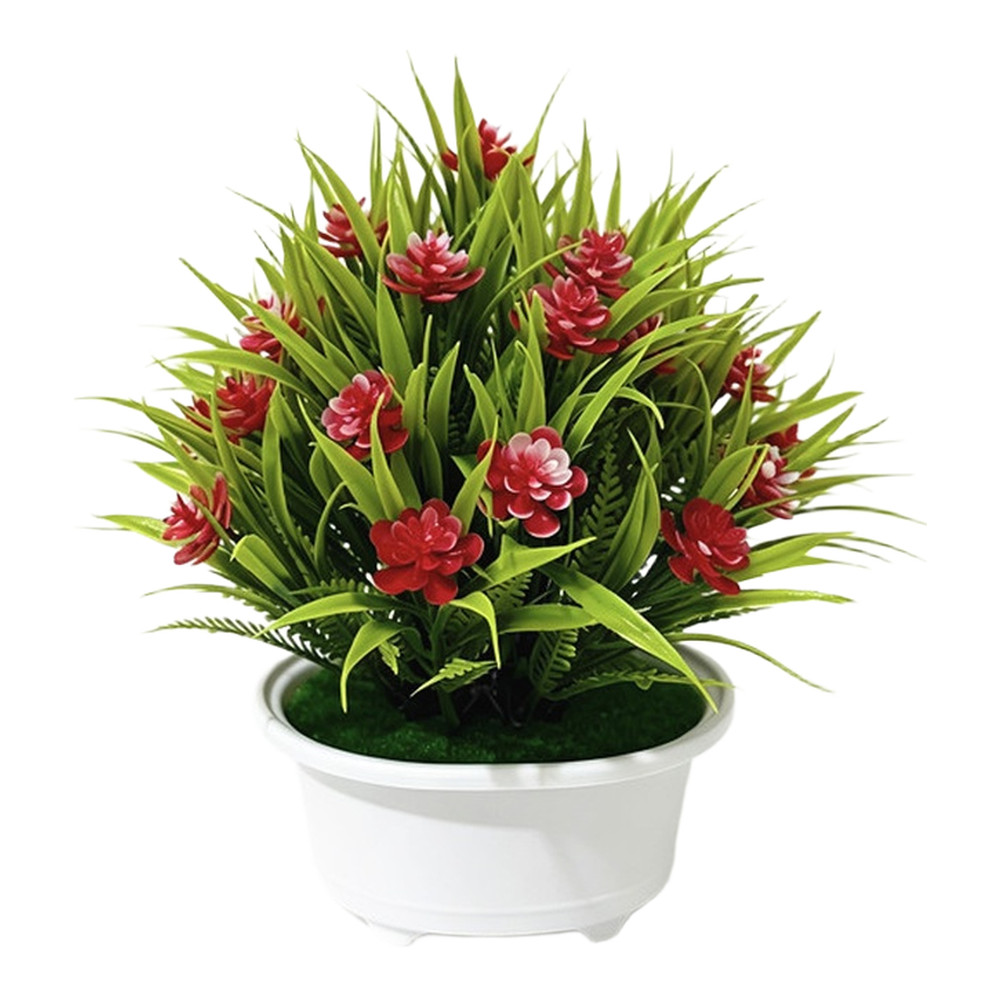 Vibrant Artificial Rose Plant in Pot 17 cm Wide for Indoor Table Centerpiece