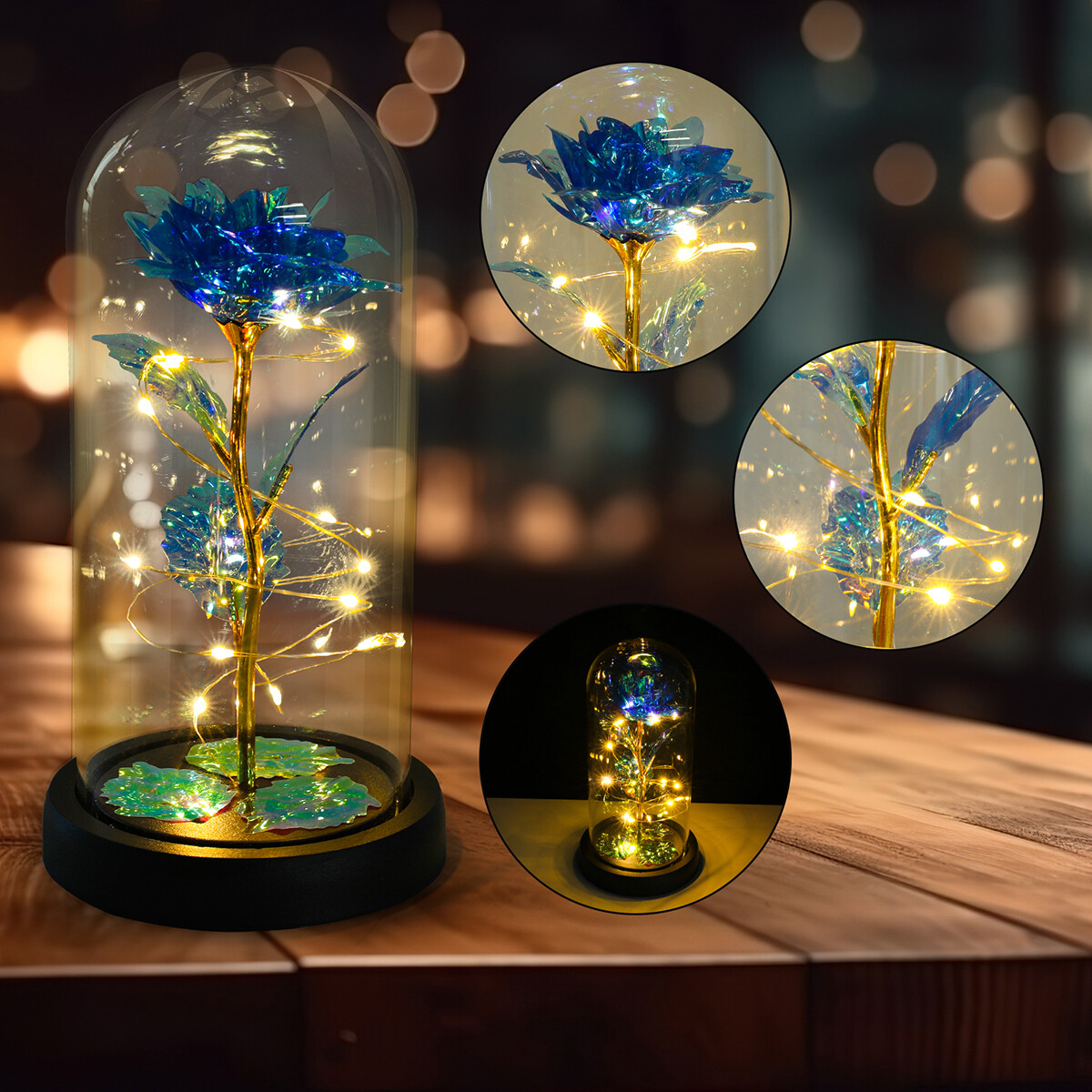 Eternal Forever Romantic Rose Flower In Glass Dome LED Light Mother’s Day Gift