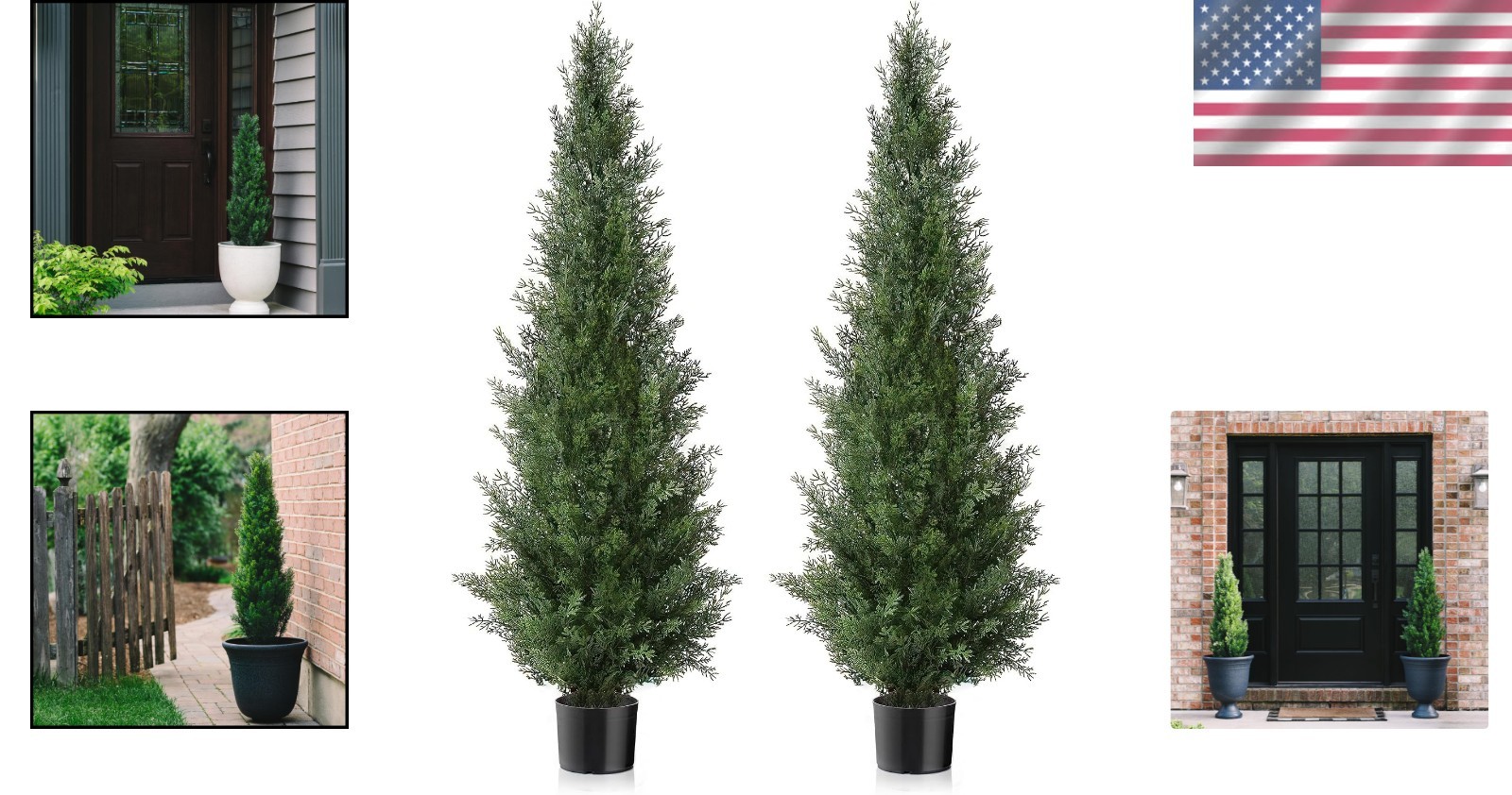 Faux Cedar Trees for Garden Decor – 2-Pack, UV Resistant