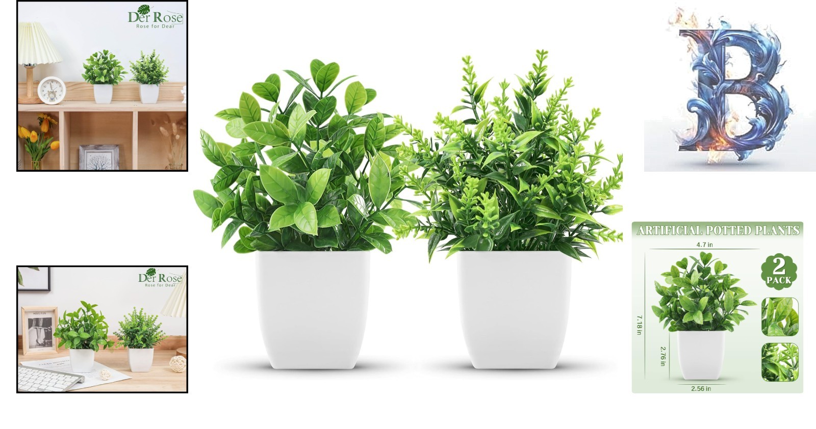 Set of 2 Elegant Eucalyptus Faux Plants in Modern White Pots for Indoor Decor