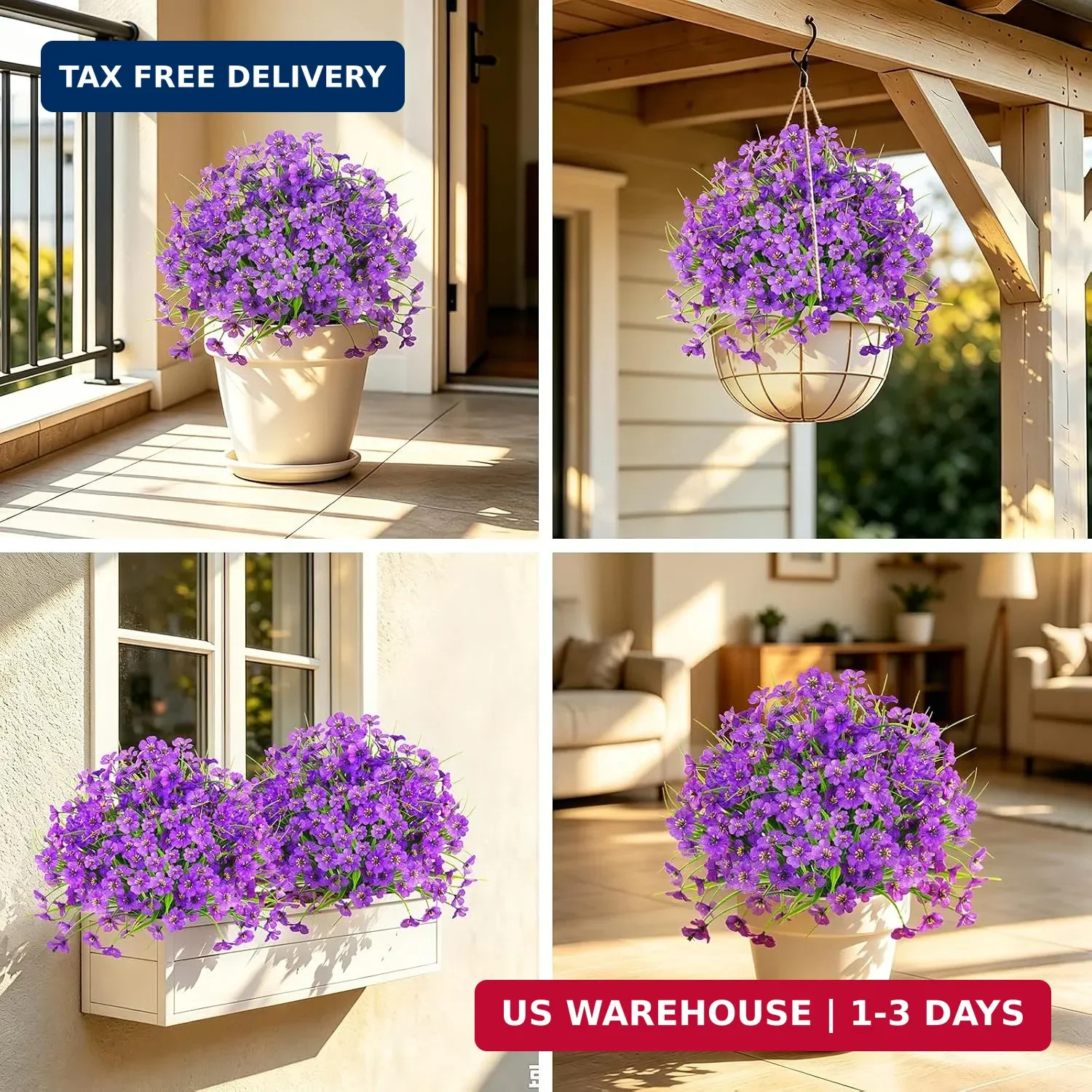 Grooy Set of 2 Artificial Topiary Ball Flower for Outdoor | UV Resistant Faux Fl