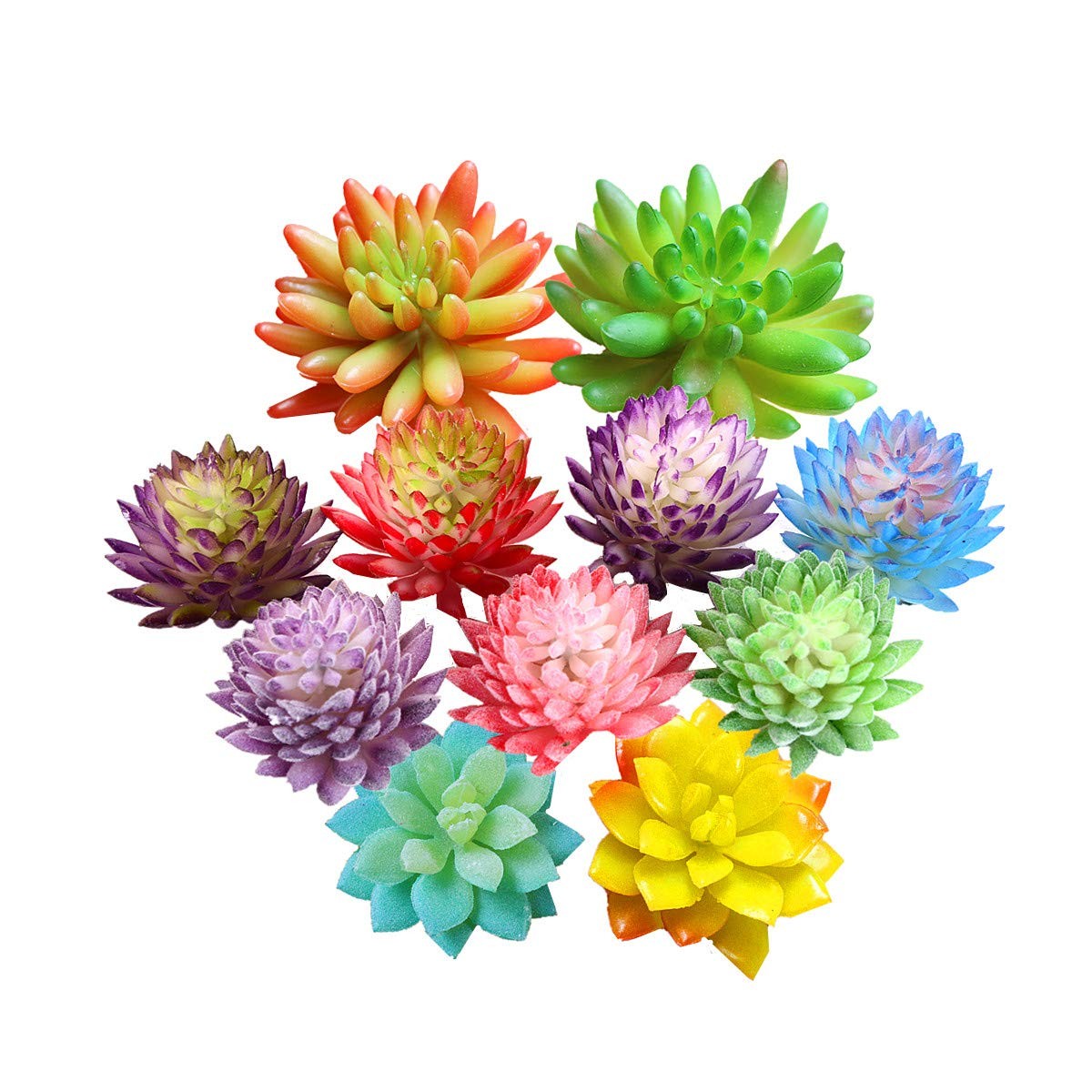 11PCS Assorted Multicolor Artificial Succulent Plants Textured Cactus Aloe Su…