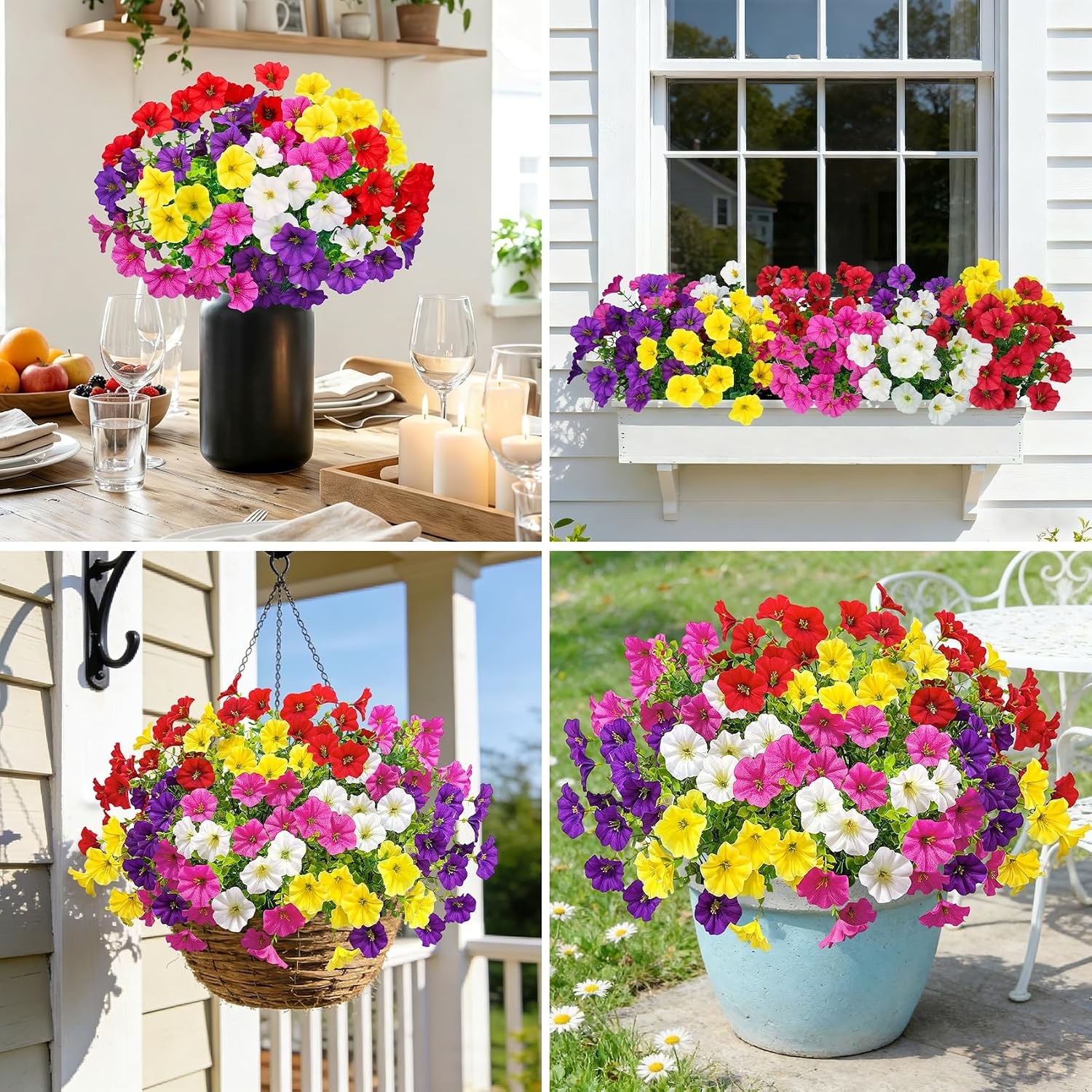 20 Pcs Artificial Morning Glory Flowers for Outdoors, Multicolor | Realistic