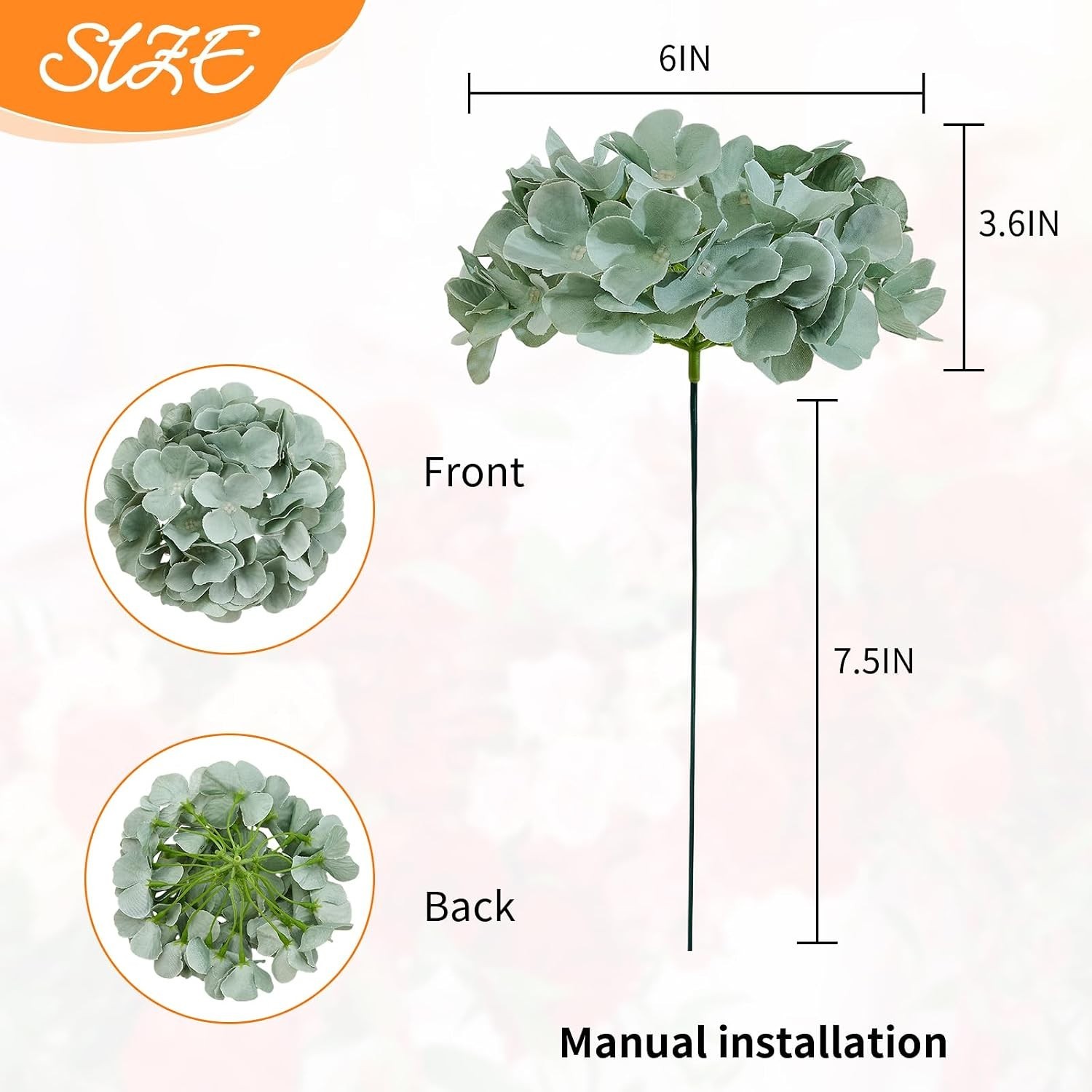 100ct Sage Green Artificial Hydrangea Blooms – Lush Silk Floral Wedding Decor