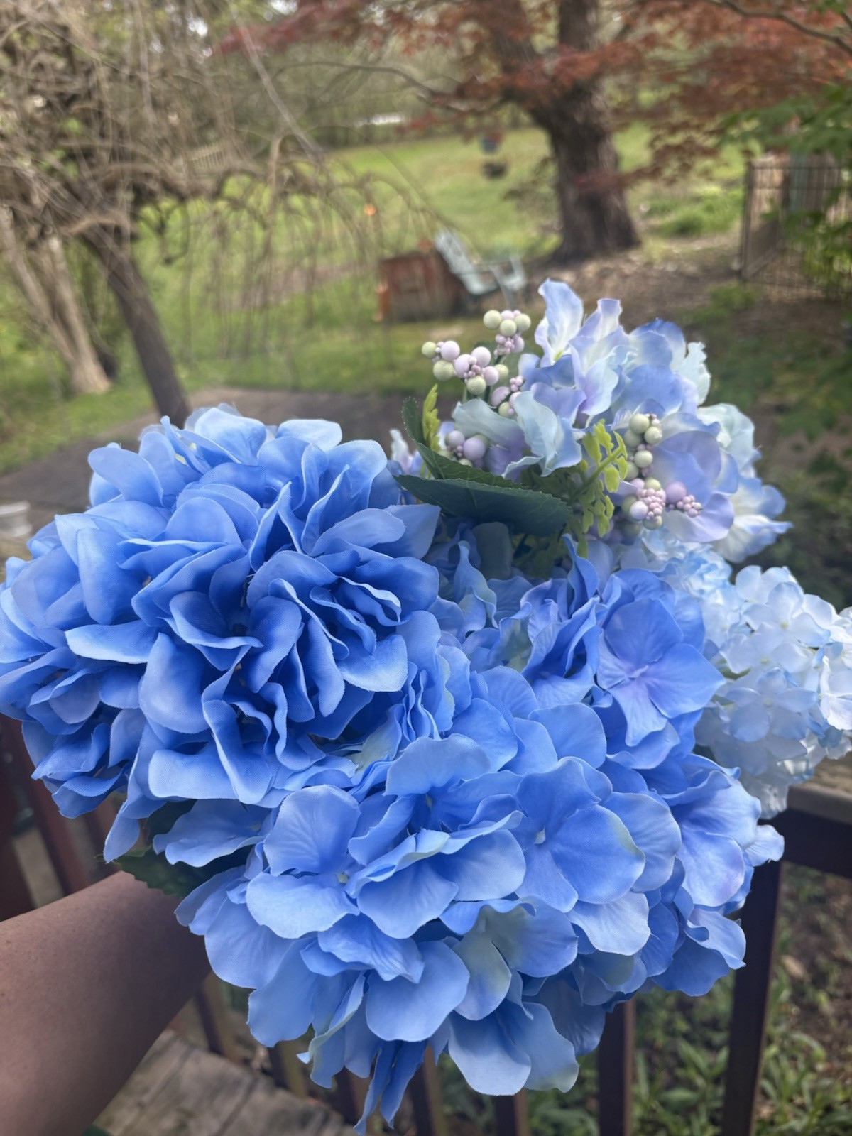 Blue Hydrangea Artificial Flowers 24pc Faux Hydrangea Flowers, Fake Flowers