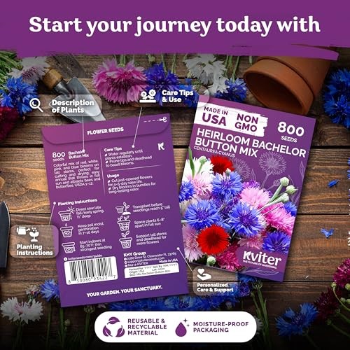 800 Mix Bachelor Button Seeds (Centaurea cyanus) – Cornflower Seed Mix,