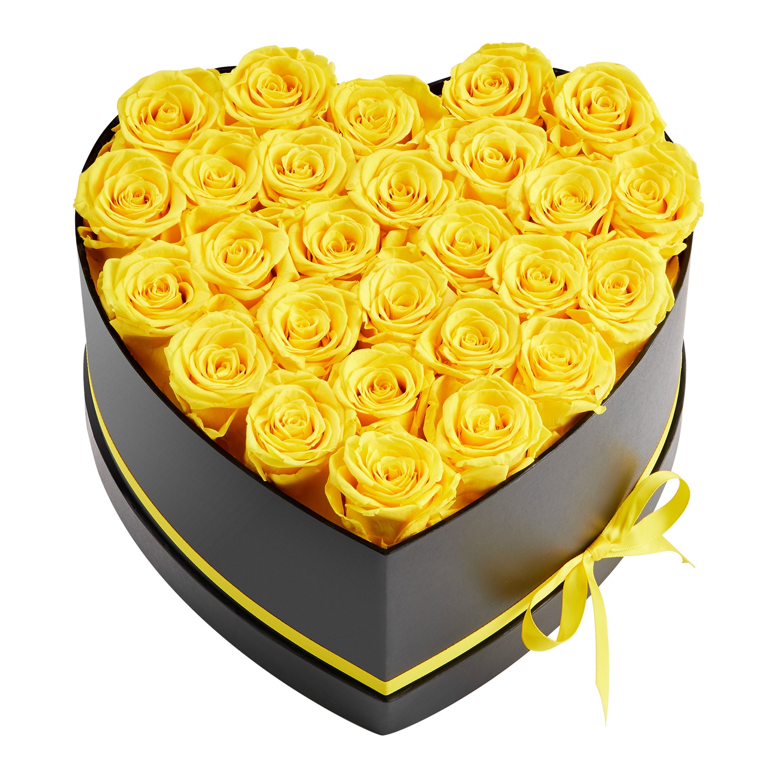 Uimoso 27 Preserved Roses in Heart-Shaped Box – Eternal Yellow Bouquet