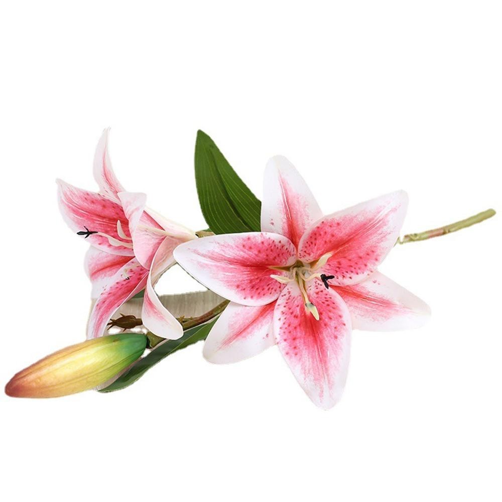 2heads 3D Printed Lily Artificial Flowers Real Look for Wedding Party Home Decor