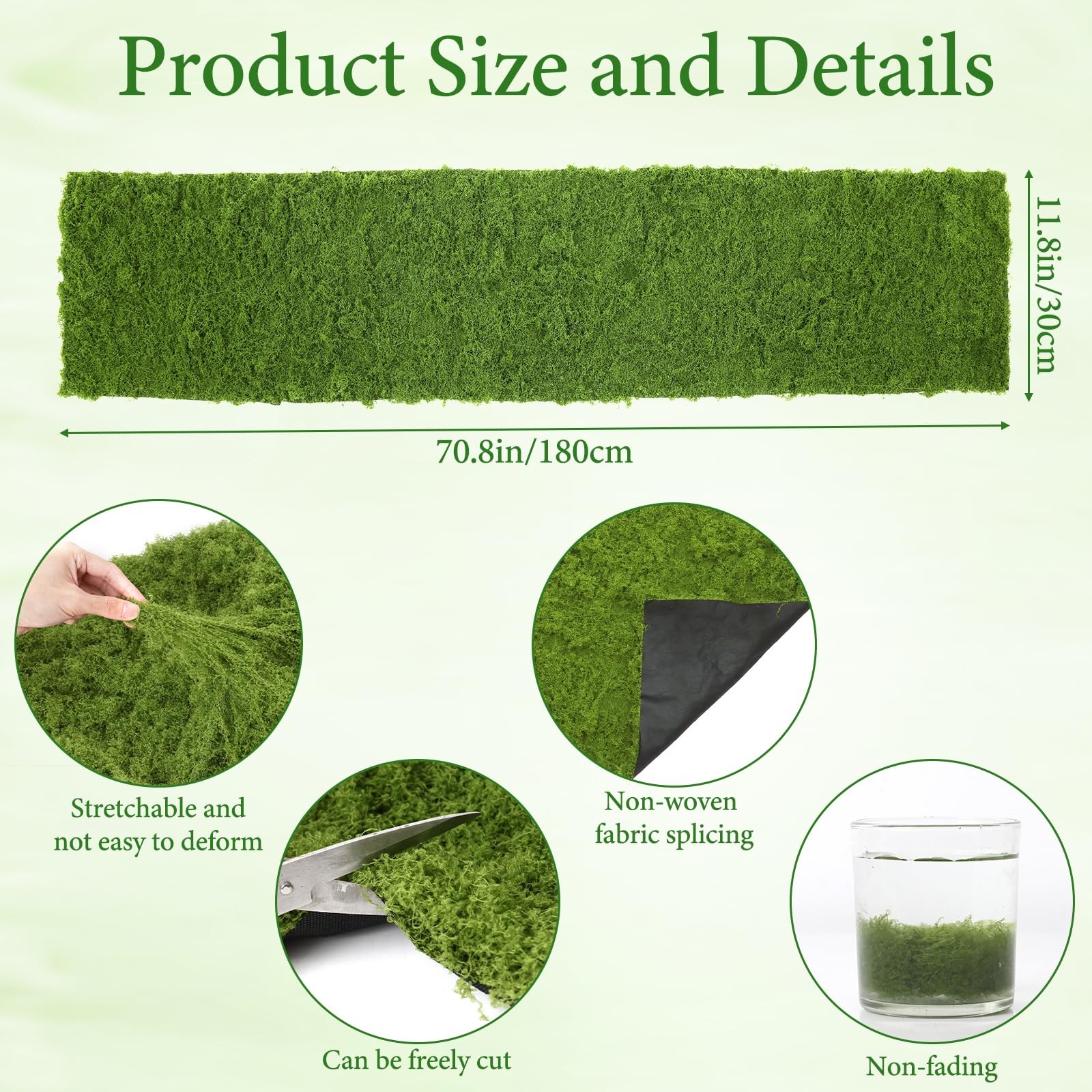 Artificial Moss Mat, 12″ x 71″ Light Green Fake Moss for Crafts Table Runner …