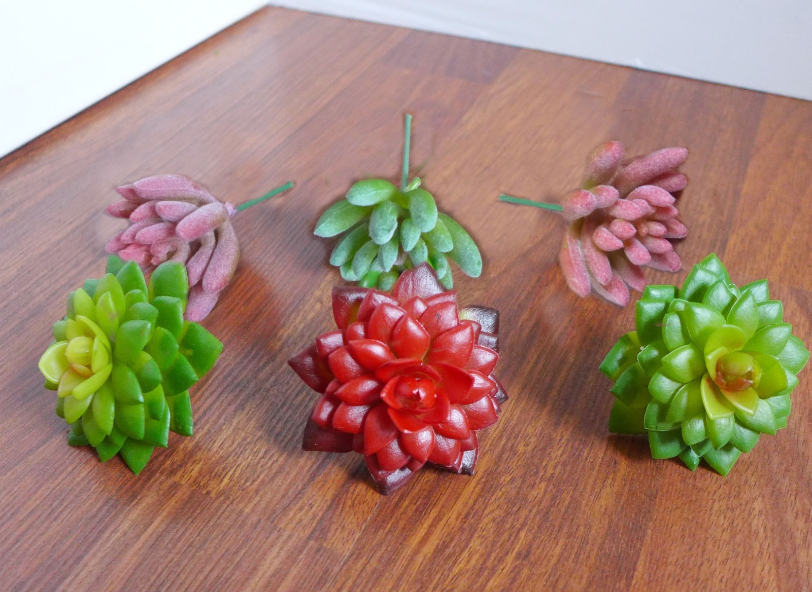 11 Artificial Mini Plants Green Lotus And Red Succulents Grasses