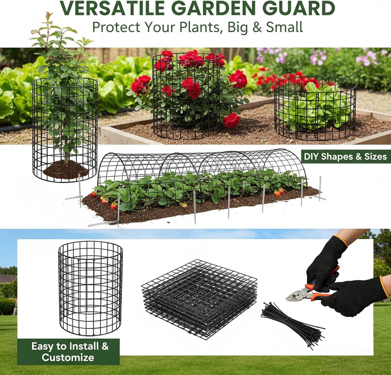 10 Pack Plant Protector from Animals,Metal Wire Mesh Garden Plant Cages Outdoor