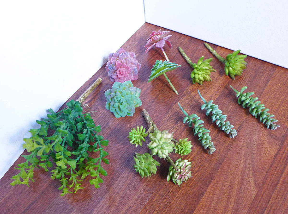 11 Pcs Artificial Fake Succulents Home Flocking Plants With Grass (M40)