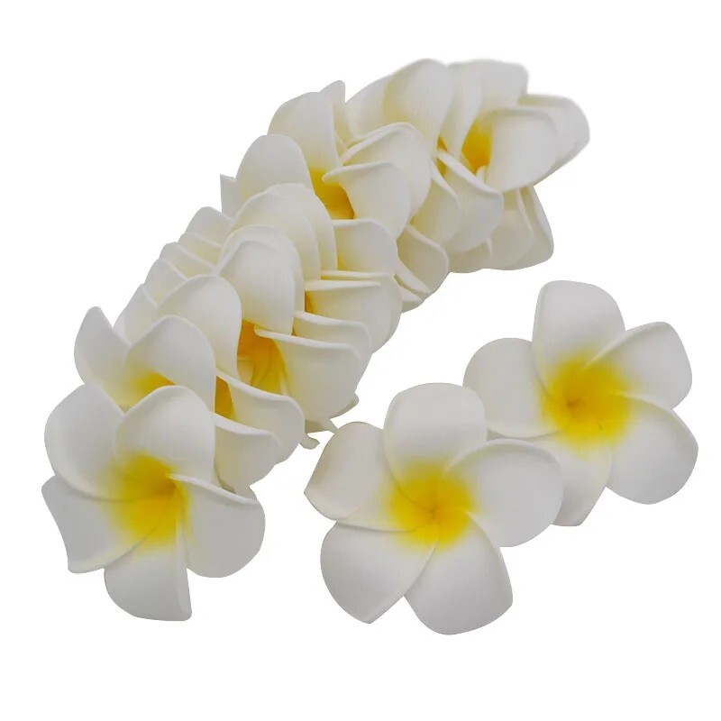 10pcs 5cm Plumeria Foam Flowers | Hawaiian Frangipani | Wedding Party Decor