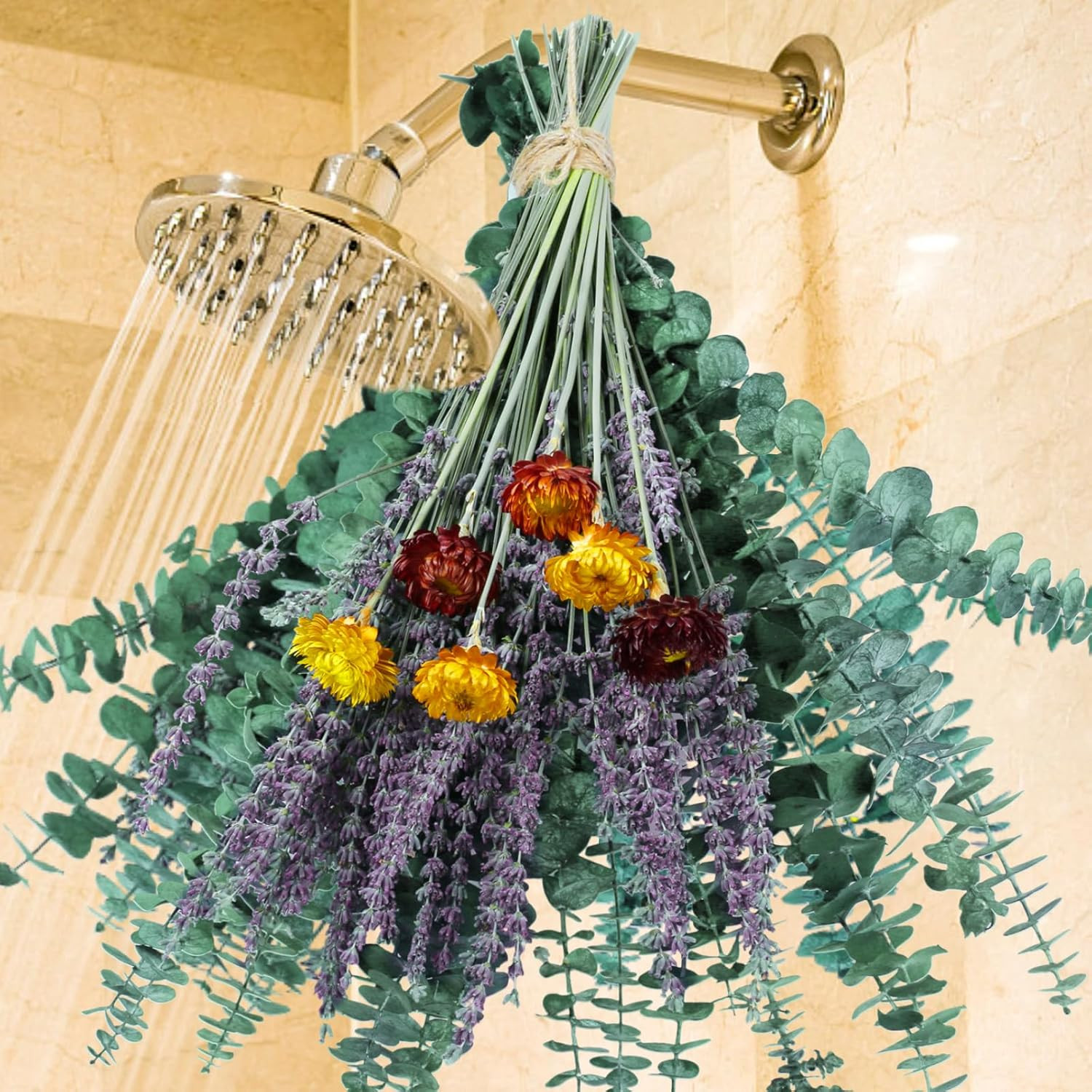 115 Pcs Eucalyptus Stems & Lavenders Flowers Bundles for Shower, 17” Upgrade Ha