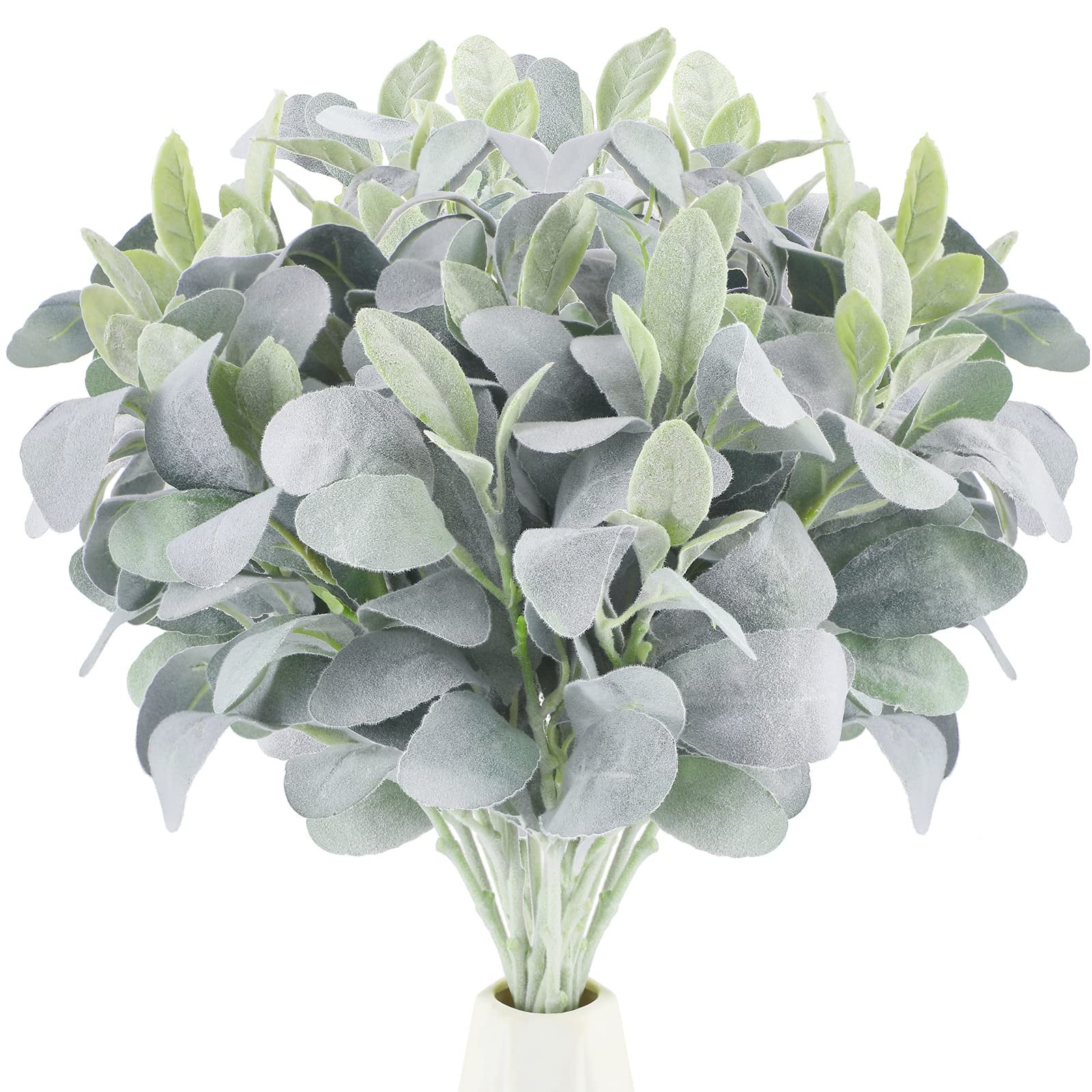 15 Pcs Artificial Lambs Ear Greenery Stems Faux Branches for Weddings Bouquet…
