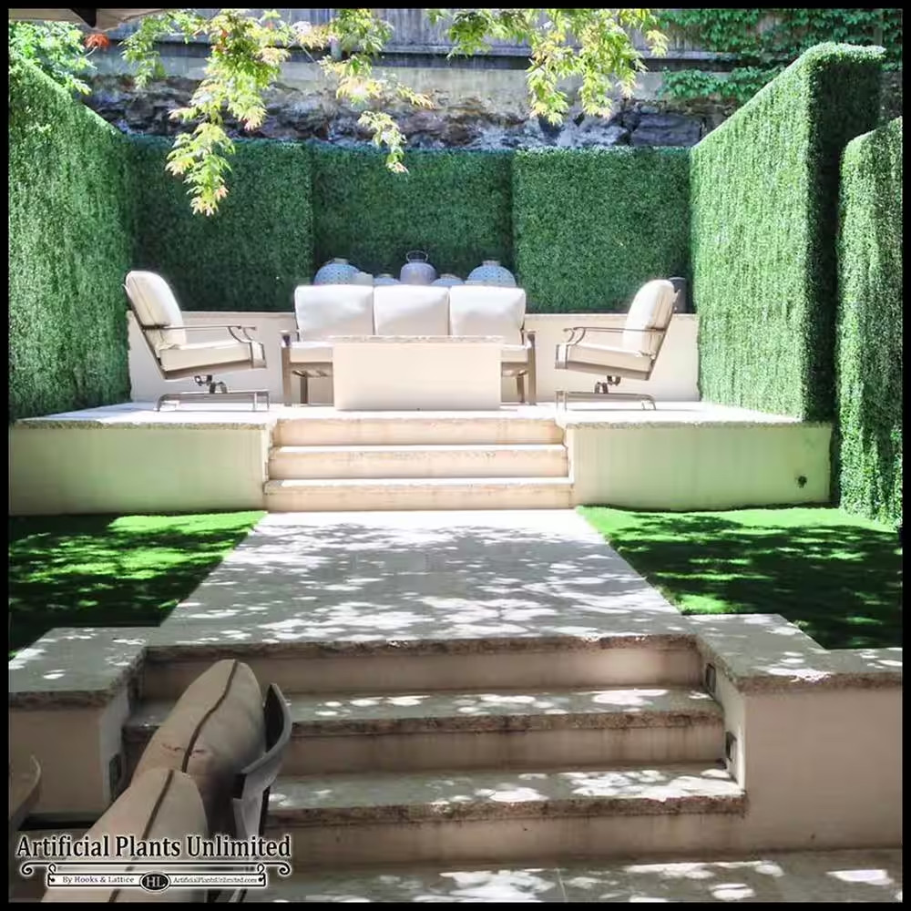 40 In. X 120 In. Artificial Dark Green Boxwood Roll Panels UV Protected for Outd