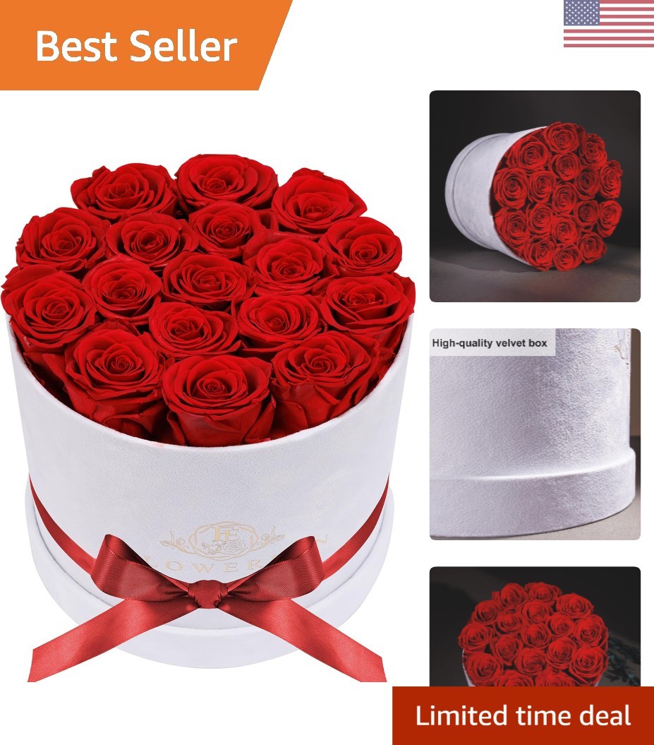 Effortlessly Elegant 17 Roses in Suede Box – No Care Needed for Stunning Beauty
