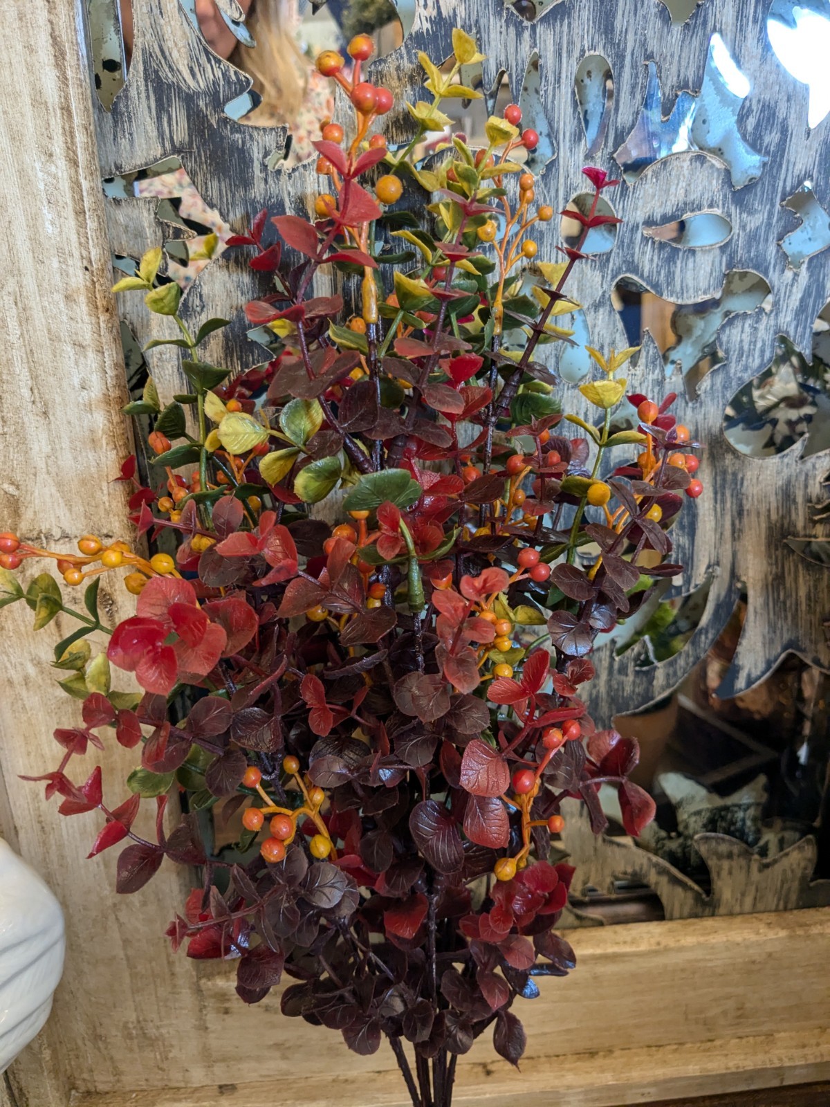 19″ Eucalyptus Berry Floral Pick Decor Accent