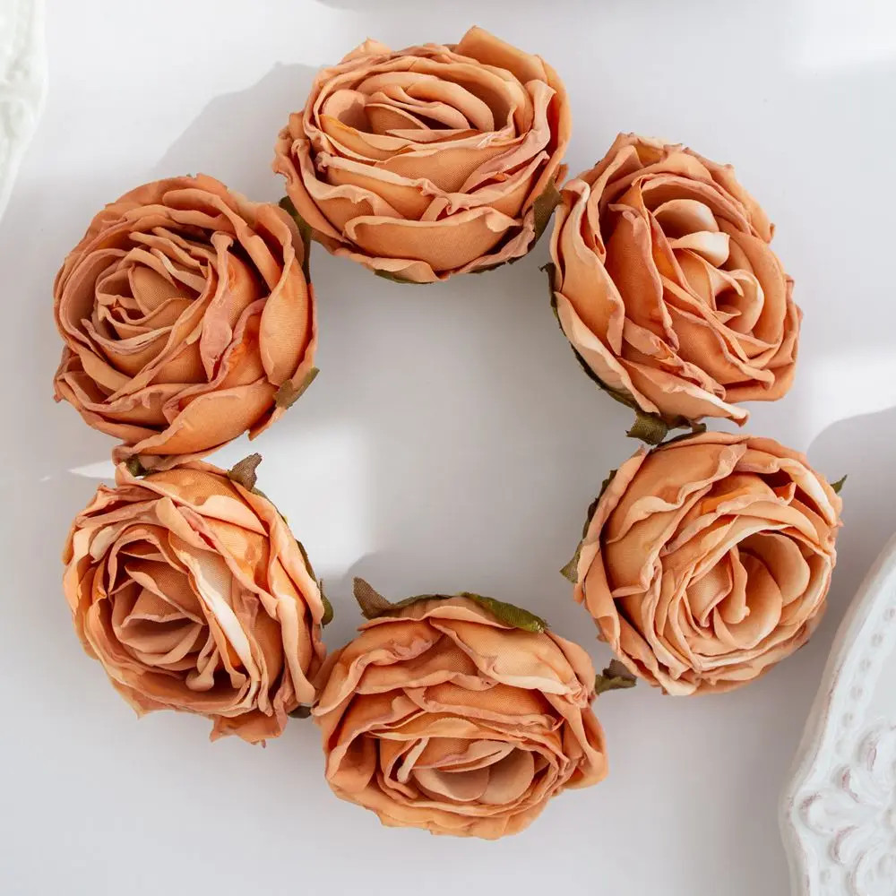 Artificial Burned Edge Rose Floral Bouquet For Wedding Home Garden Party Wreath