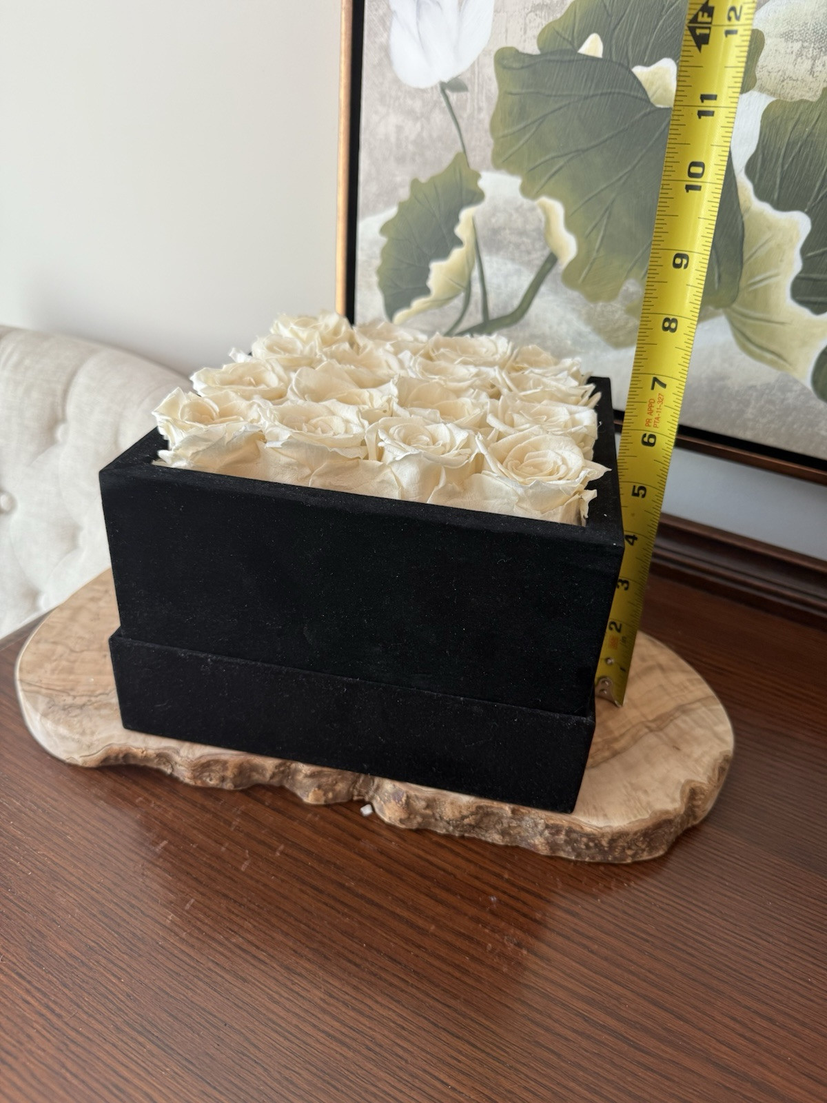 Rose Forever New York Real Preserved 16 White Roses Rose Black Velvet Square Box