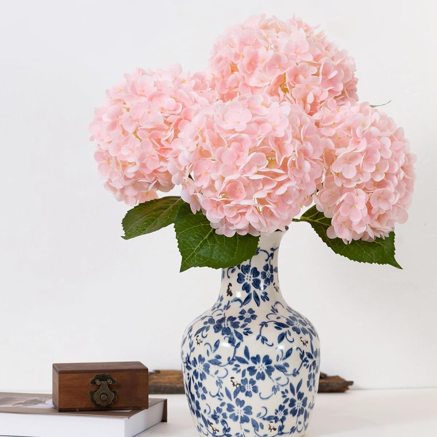 3-Pack Real Artificial Hydrangea Flowers 20″ Faux Hydrangeas with Long3594