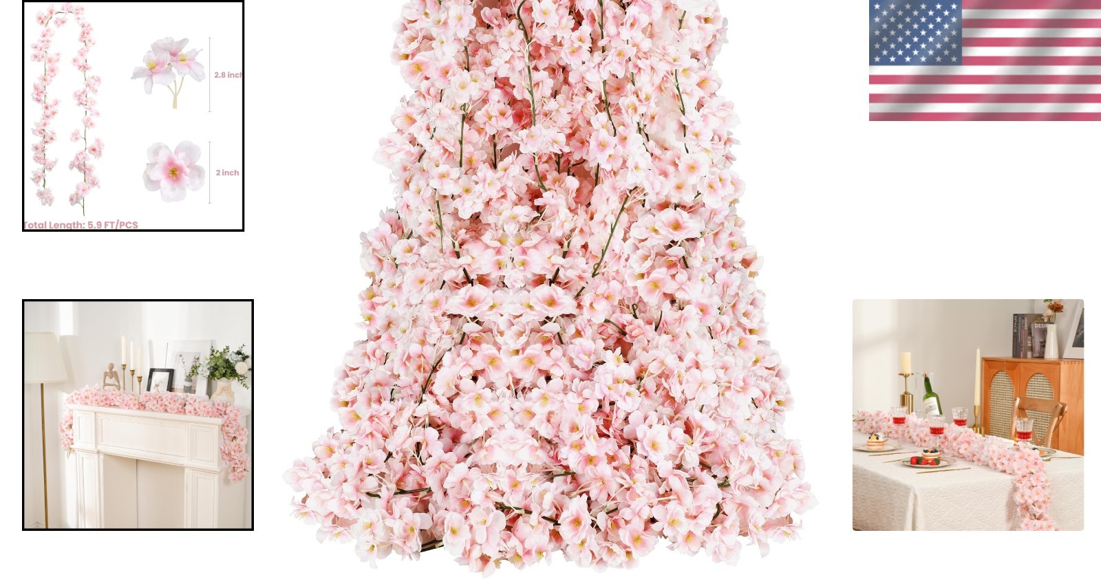 Durable Faux Silk Cherry Blossom Vines, 35.4 Ft – Wedding & Outdoor Elegance