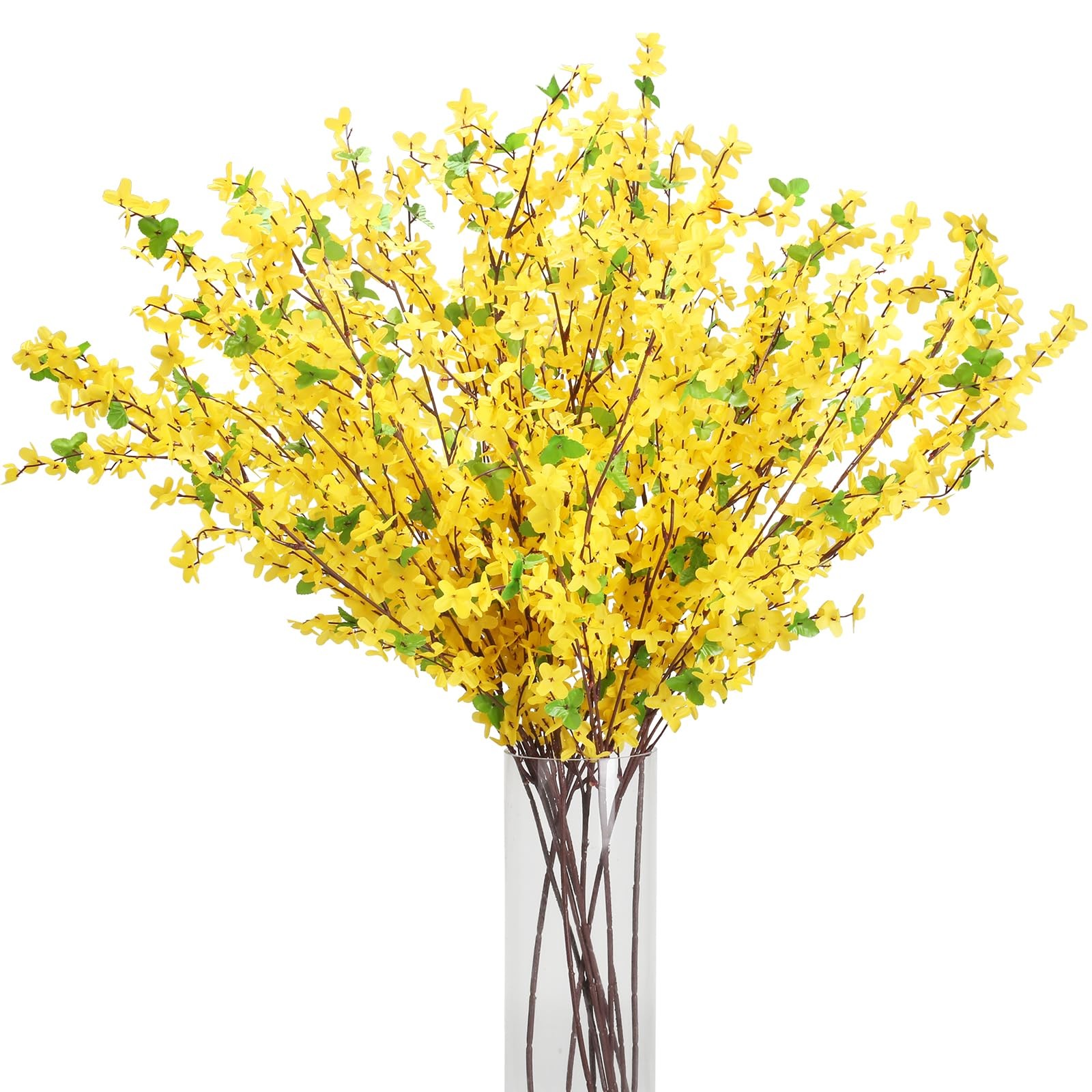 10PCS 34.65” Artificial Forsythia Branches Yellow Flowers Fake Forsythia Blo…