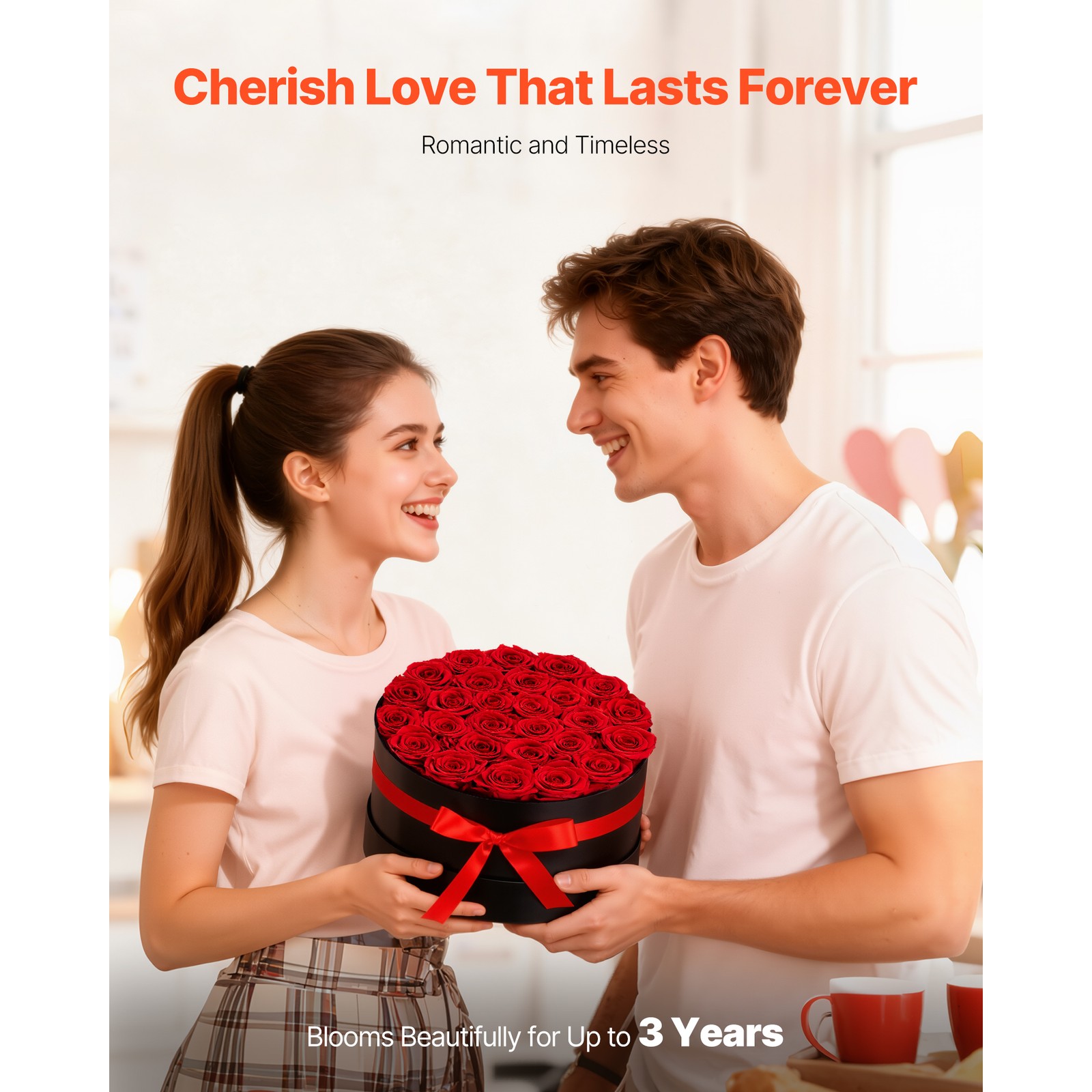 Uimoso 27 Preserved Roses in Round Box – Long-Lasting Red Floral Arrangement